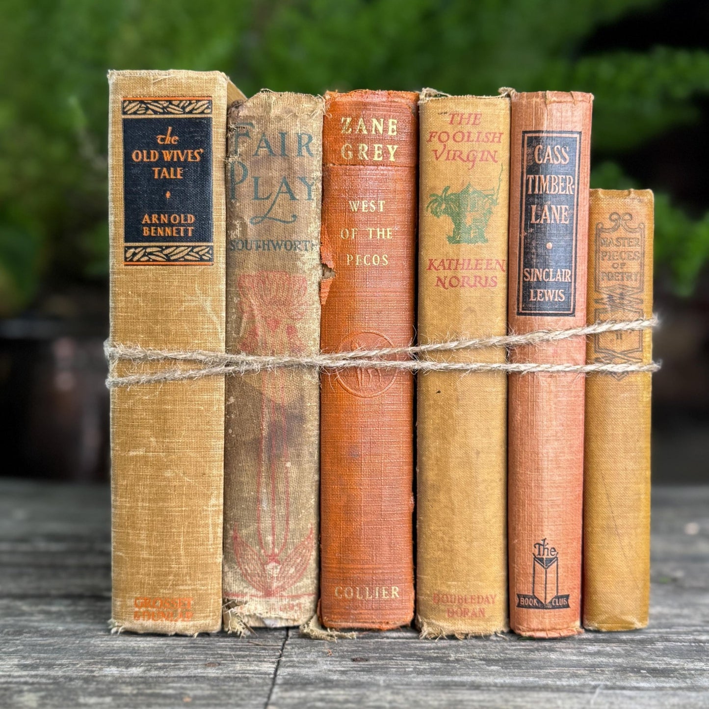 Antique Shabby Earth - Toned Orange Red, Rust, and Beige Boo Bundle - Pretty Old Books
