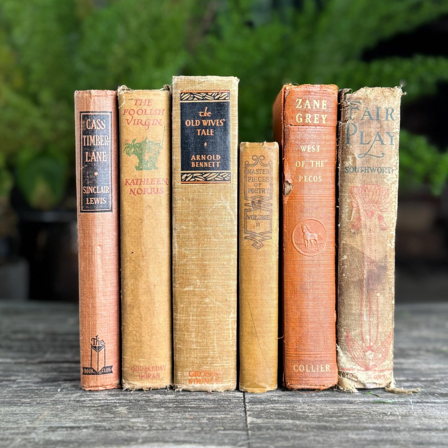 Antique Shabby Earth - Toned Orange Red, Rust, and Beige Boo Bundle - Pretty Old Books