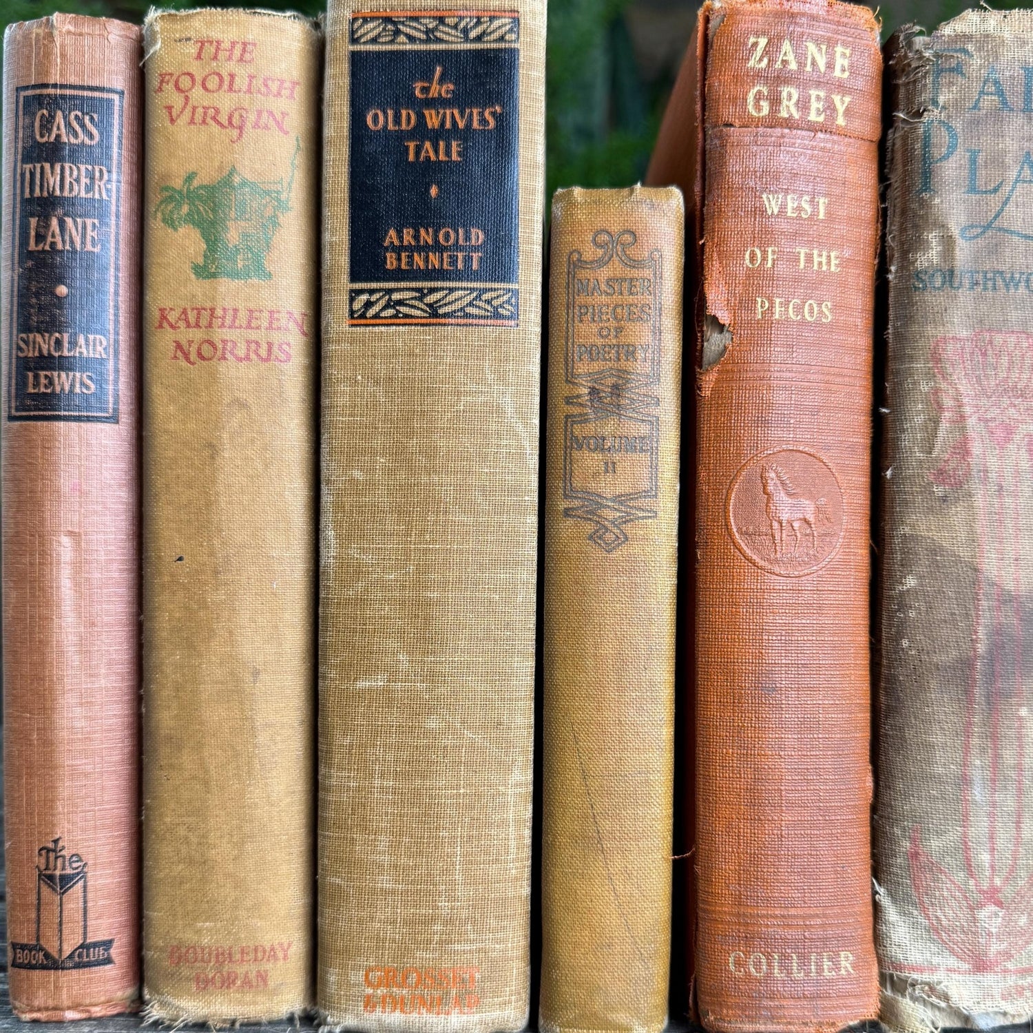 Antique Shabby Earth - Toned Orange Red, Rust, and Beige Boo Bundle - Pretty Old Books