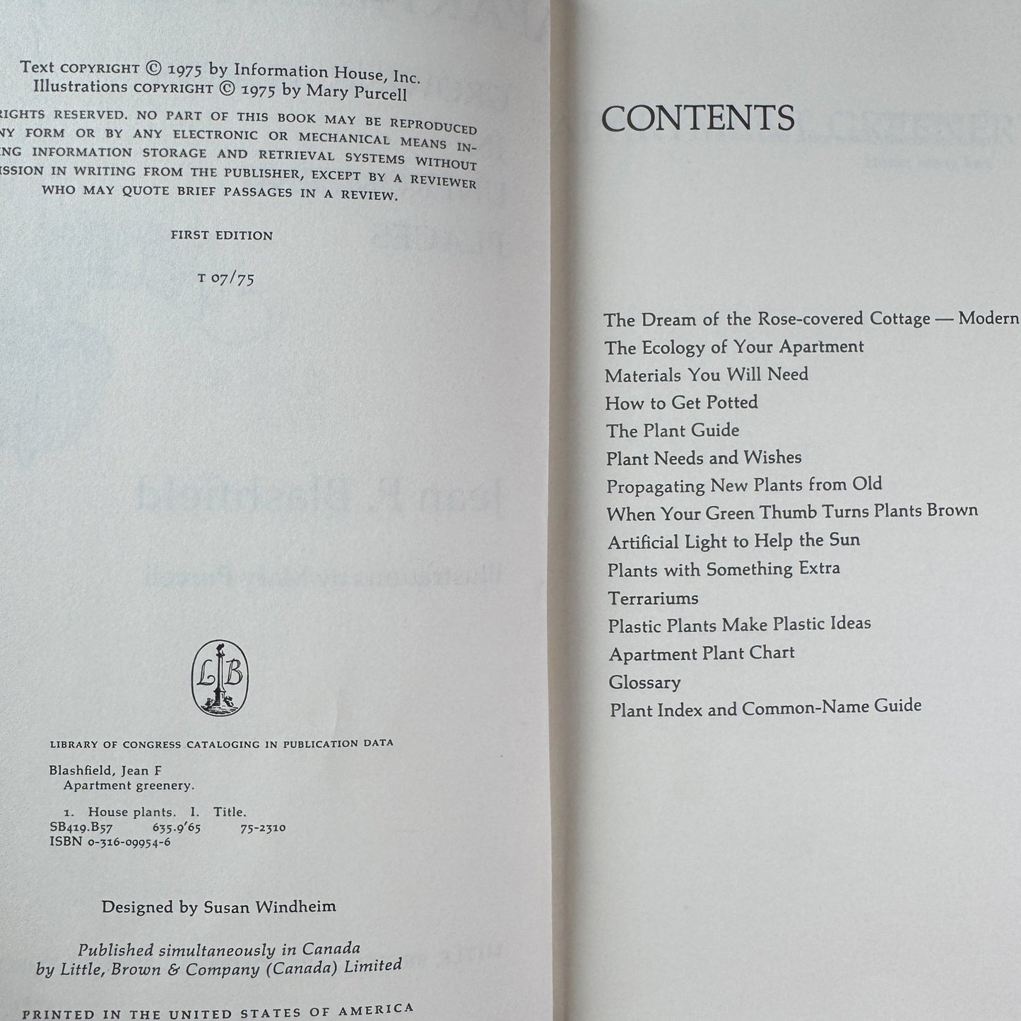 Apartment Greenery, Jean F. Blashfield, 1975 - Pretty Old Books