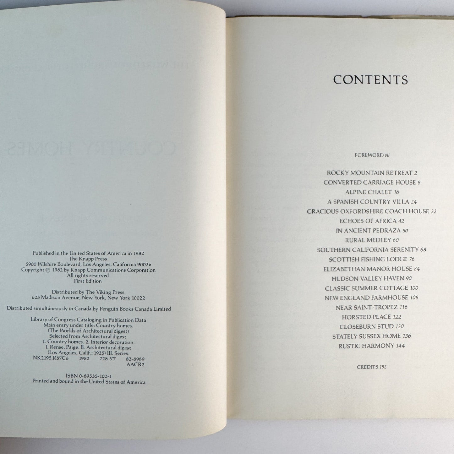 Architectural Digest Country Homes, First Edition, 1982 - Pretty Old Books