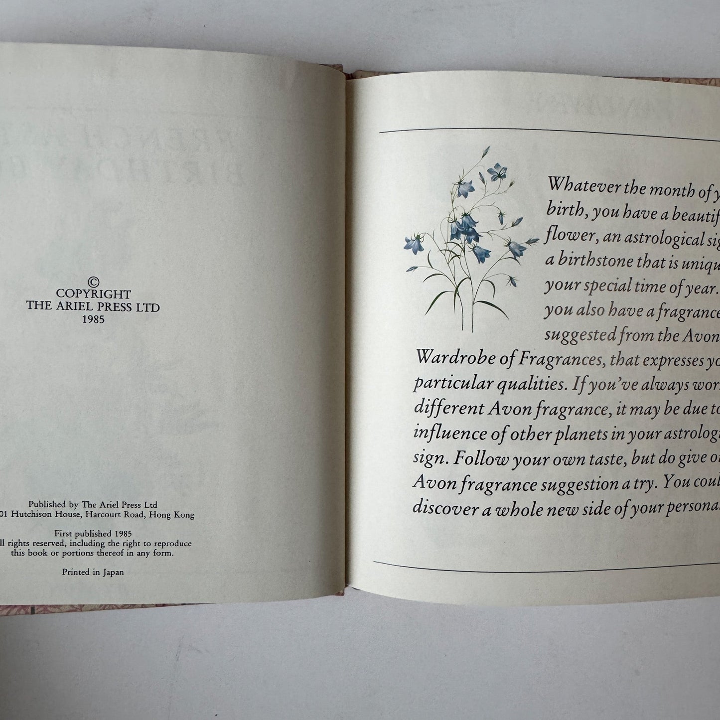 Avon French Aster Birthday Book, 1985 Perpetual Calendar, Botanical Art - Pretty Old Books