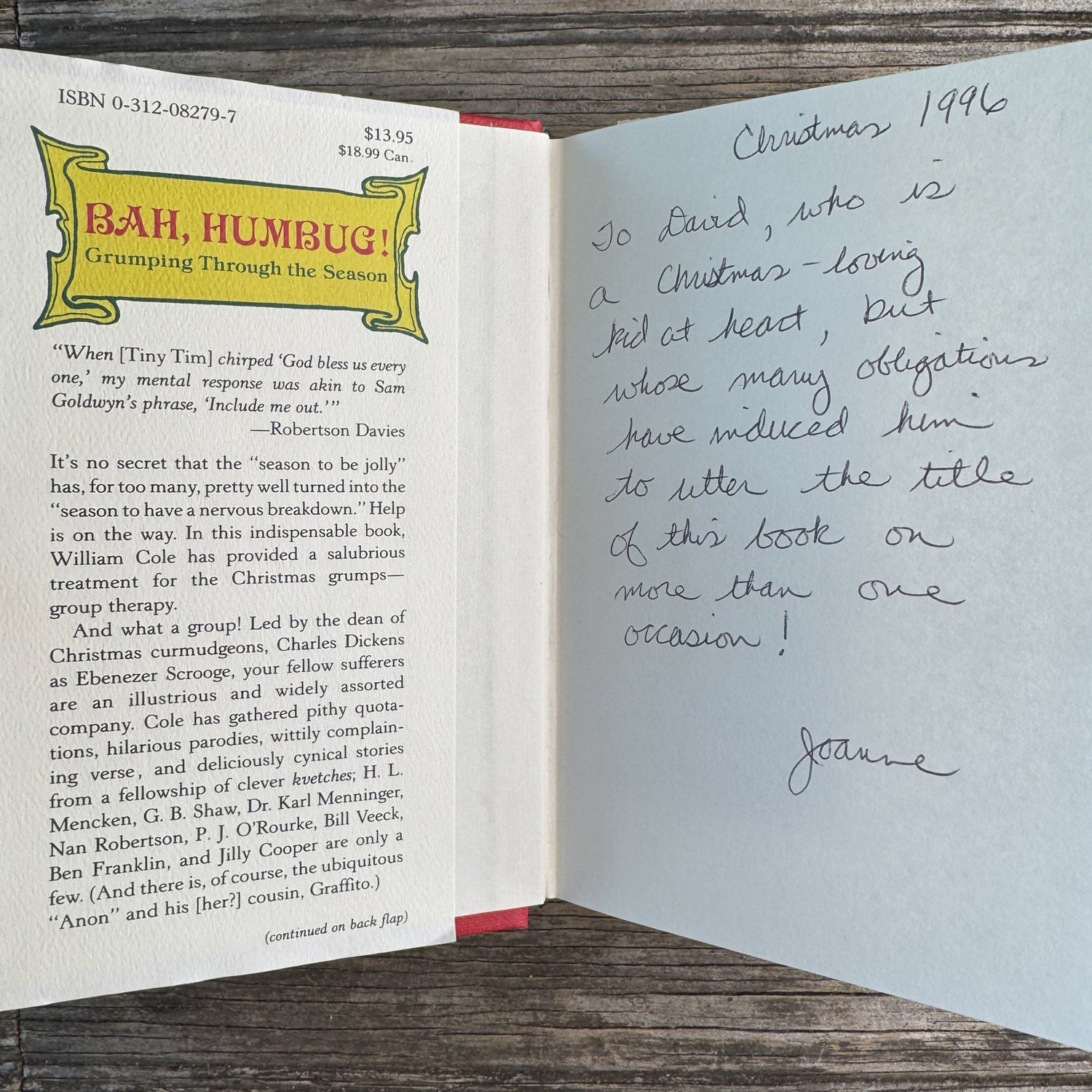 Bah, Humbug, Grumping Through the Season, William Cole, 1992, First Edition - Pretty Old Books