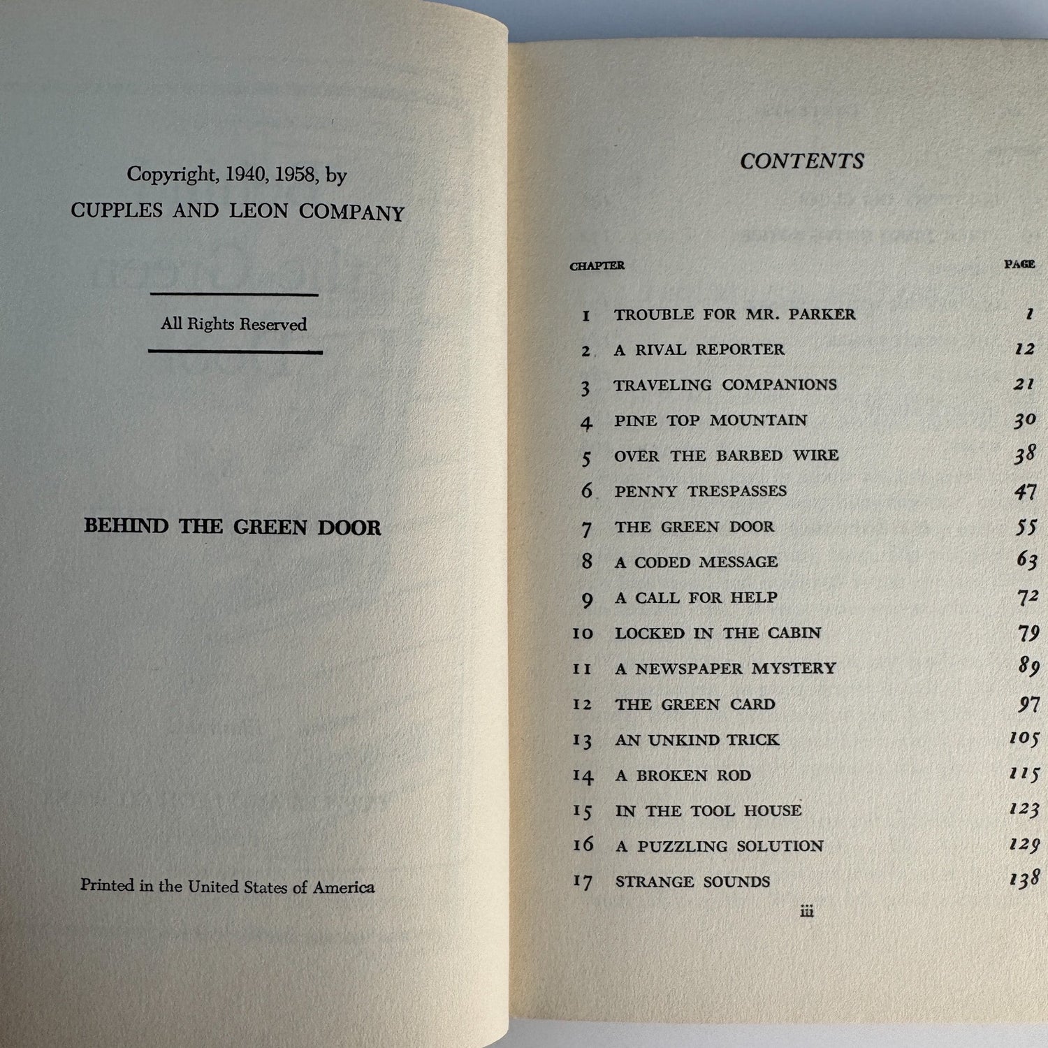 Behind the Green Door, Mildred A. Wirt, 1958 Juvenile Mystery - Pretty Old Books