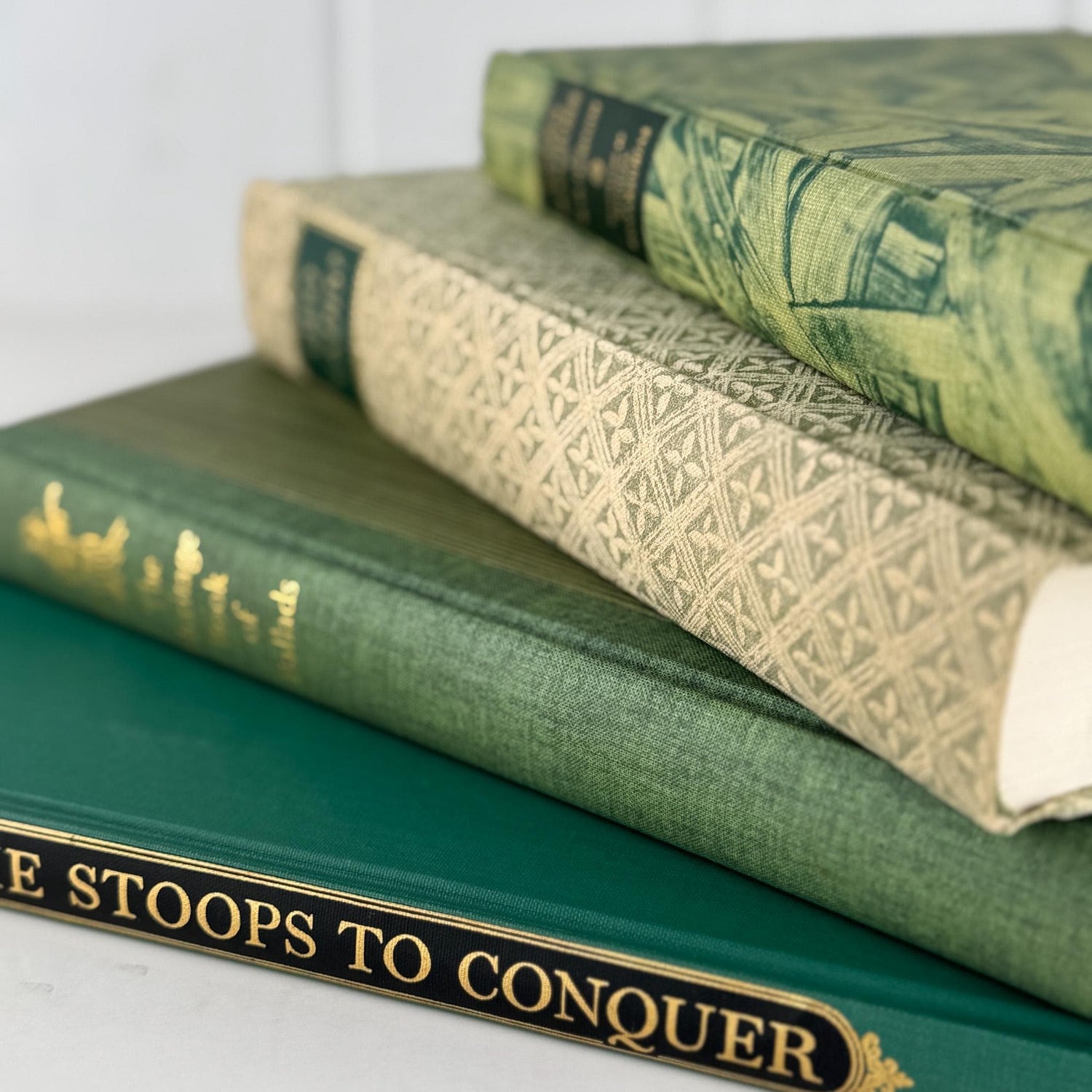 Beige and Green Heritage Press, 1950s Mid Century Books for Bookshelf Decor - Pretty Old Books