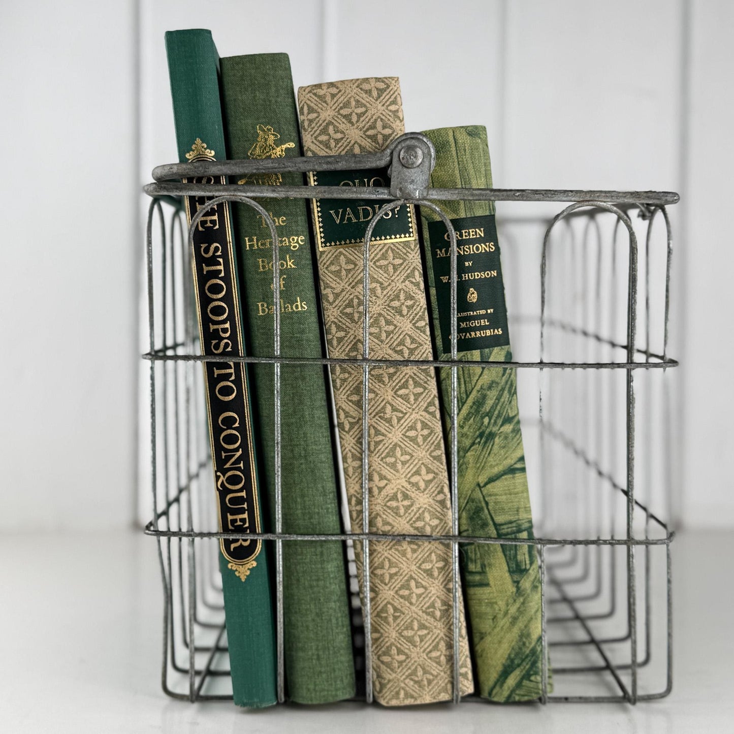 Beige and Green Heritage Press, 1950s Mid Century Books for Bookshelf Decor - Pretty Old Books