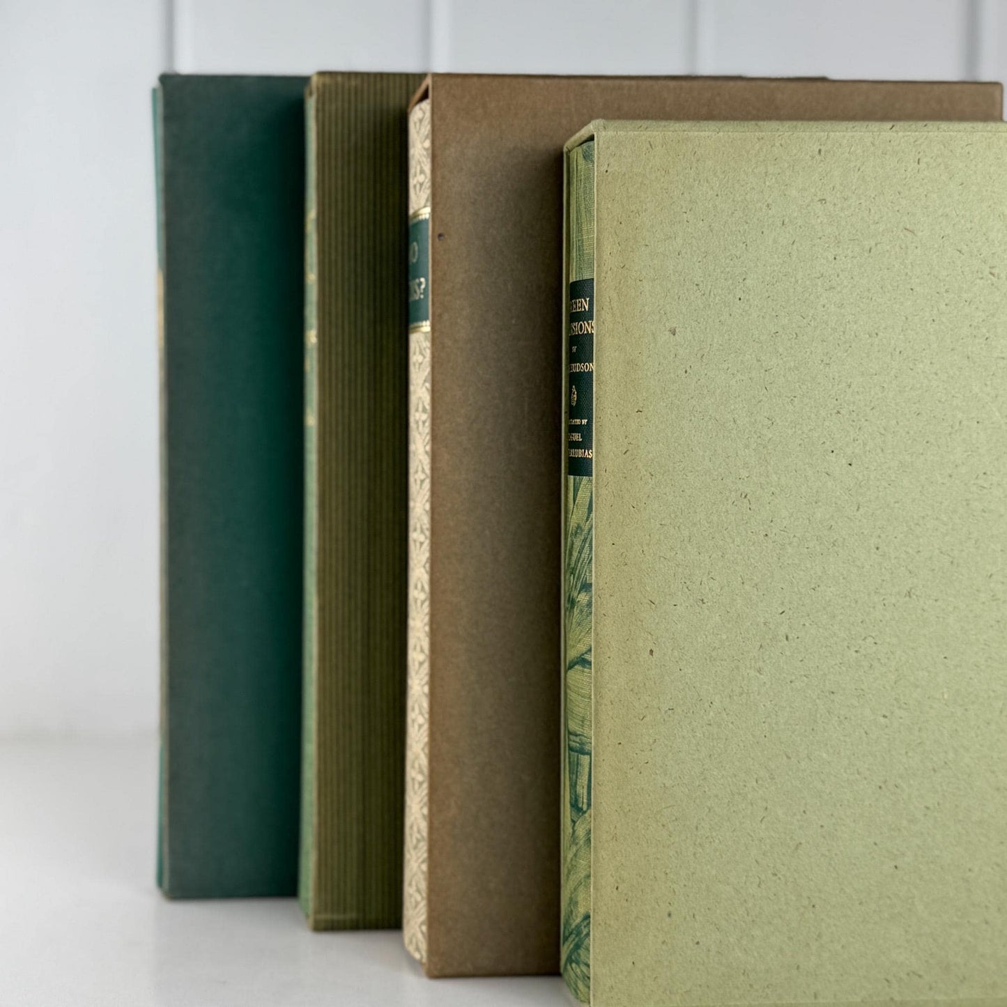 Beige and Green Heritage Press, 1950s Mid Century Books for Bookshelf Decor - Pretty Old Books