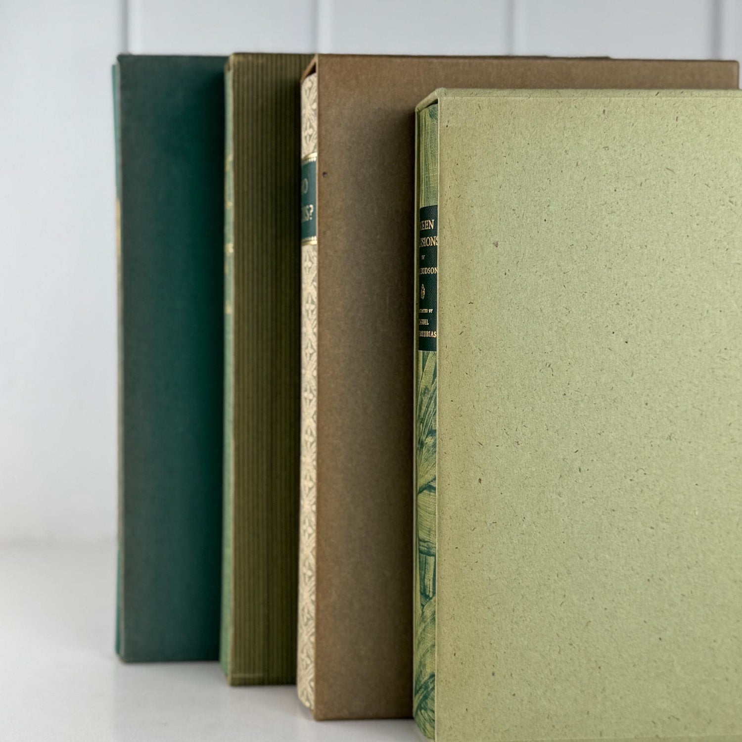Beige and Green Heritage Press, 1950s Mid Century Books for Bookshelf Decor - Pretty Old Books