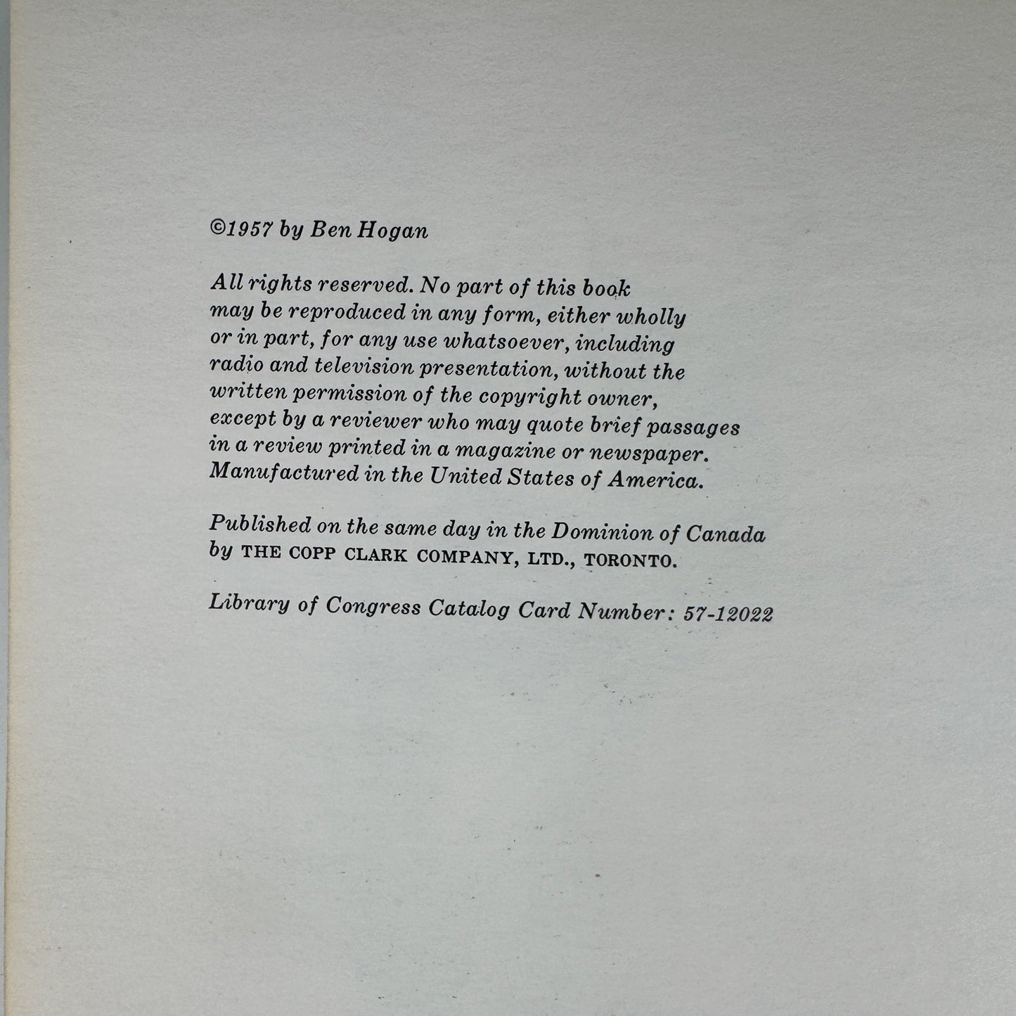 Ben Hogan's Five Lessons: The Modern Fundamentals of Golf, 1957 - Pretty Old Books