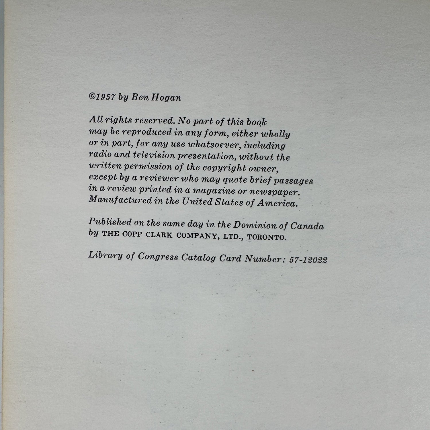 Ben Hogan's Five Lessons: The Modern Fundamentals of Golf, 1957 - Pretty Old Books