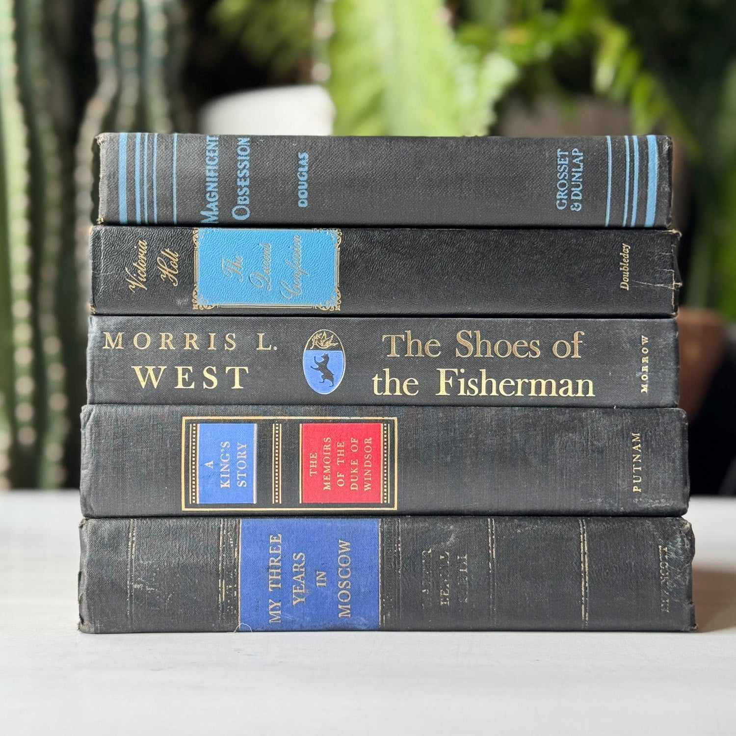 Black and Blue Mid Century Modern Decorative Books for Display - Pretty Old Books