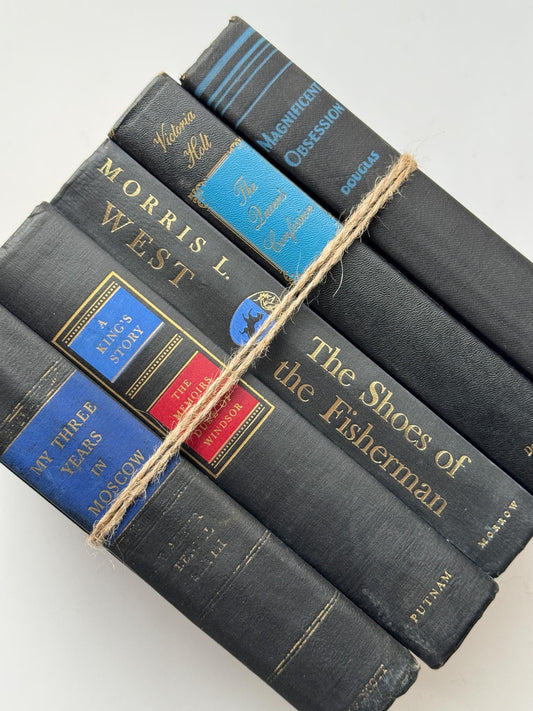Black and Blue Mid Century Modern Decorative Books for Display - Pretty Old Books