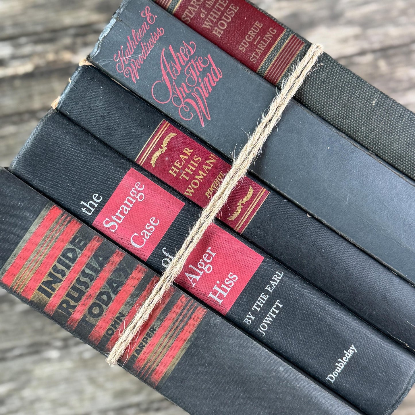 Black and Red Vintage Mid Century Books for Shelf Styling - Pretty Old Books