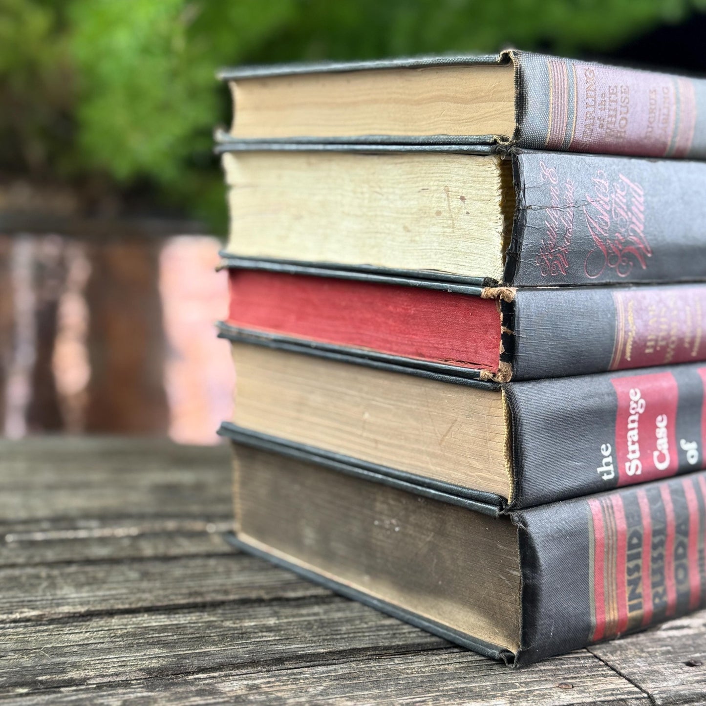 Black and Red Vintage Mid Century Books for Shelf Styling - Pretty Old Books