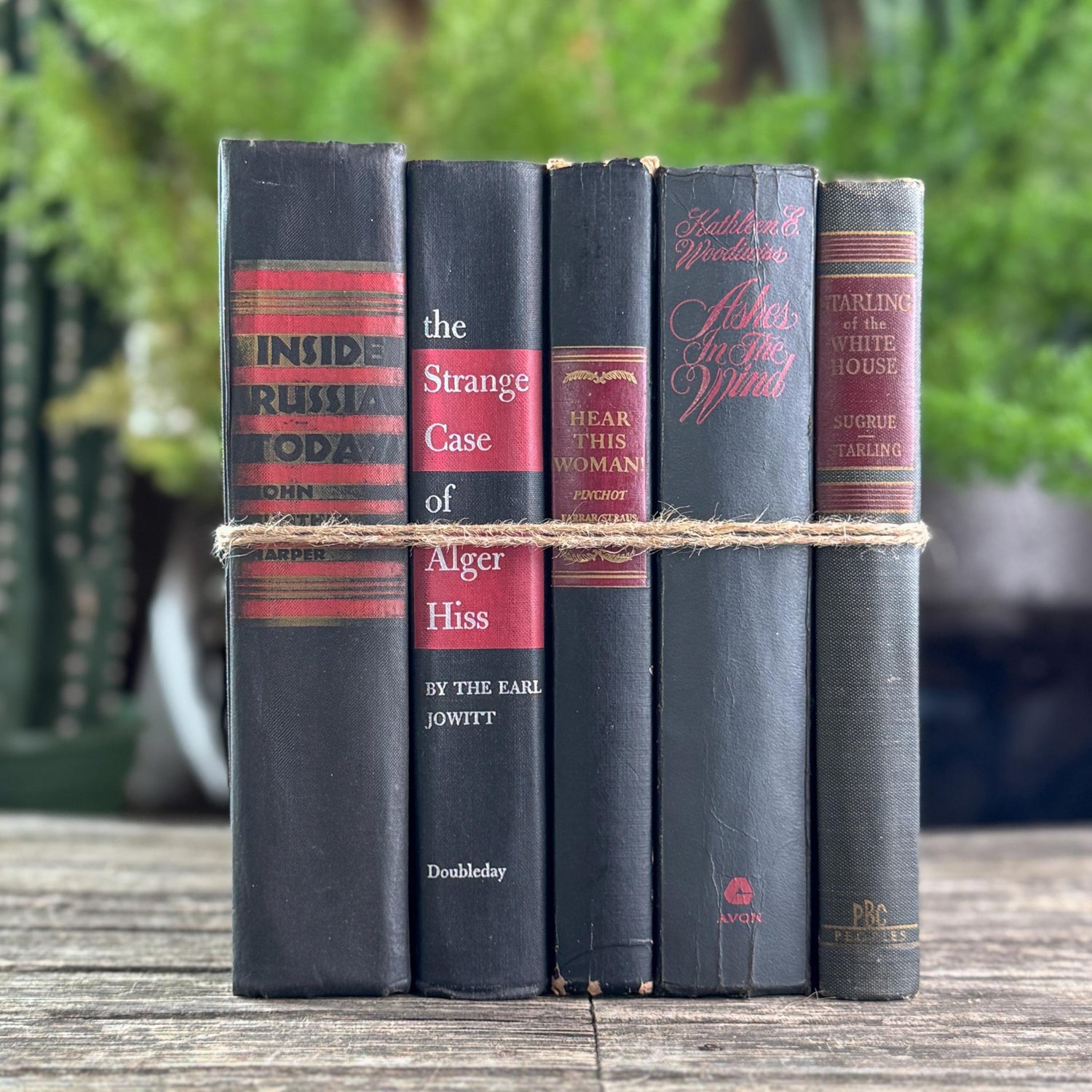 Black and Red Vintage Mid Century Books for Shelf Styling - Pretty Old Books