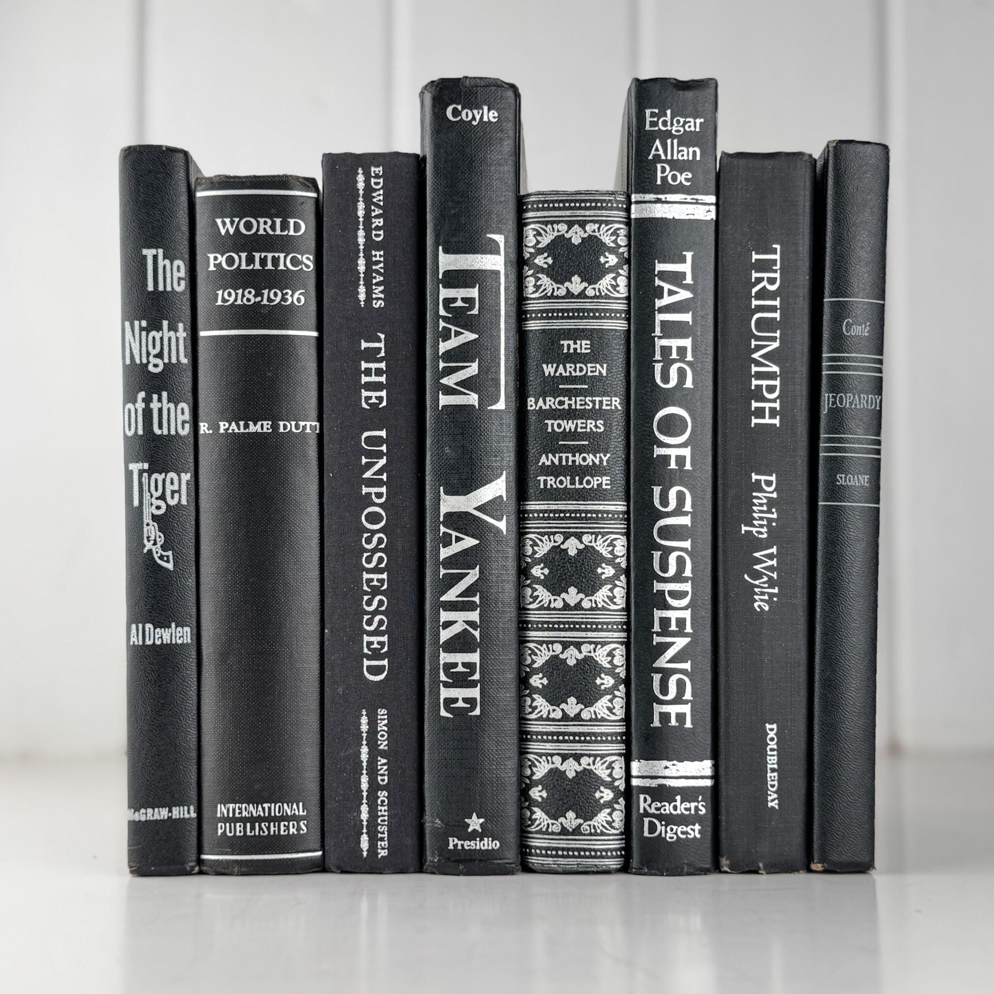 Black and Silver Vintage Books for Decor, Mid-Century Modern Masculine ...