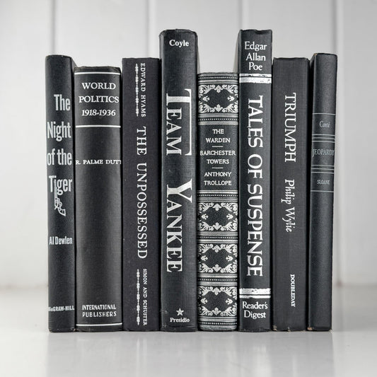 Black and Silver Vintage Books for Decor, Mid - Century Modern Masculine Books By Color - Pretty Old Books