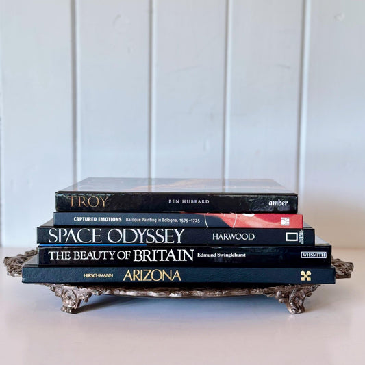 Black Vintage and Modern Decorative Books - Coffee Table Book Set - Pretty Old Books
