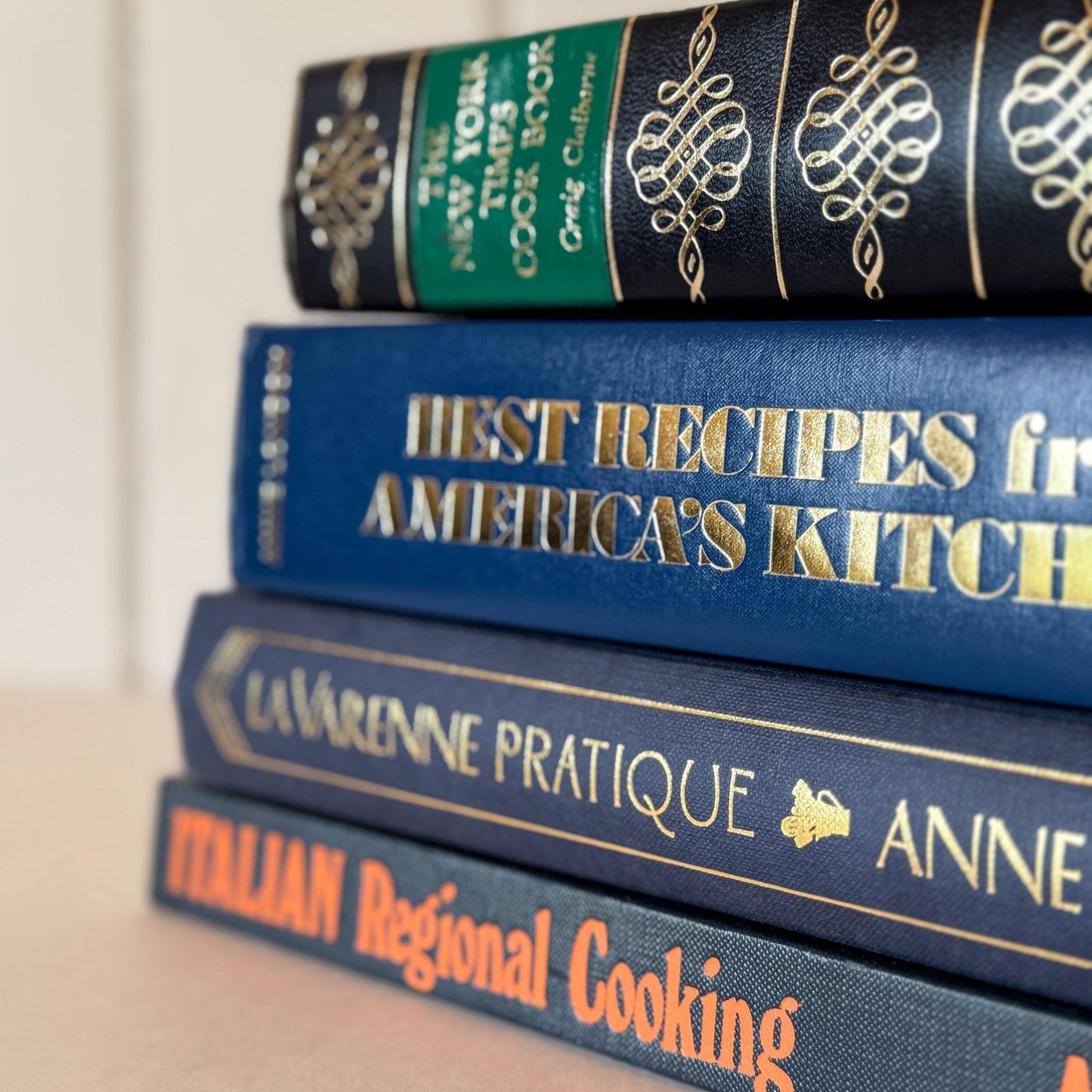 Blue Vintage Cookbook Set - Decorative Books for Kitchen Decor - Pretty Old Books