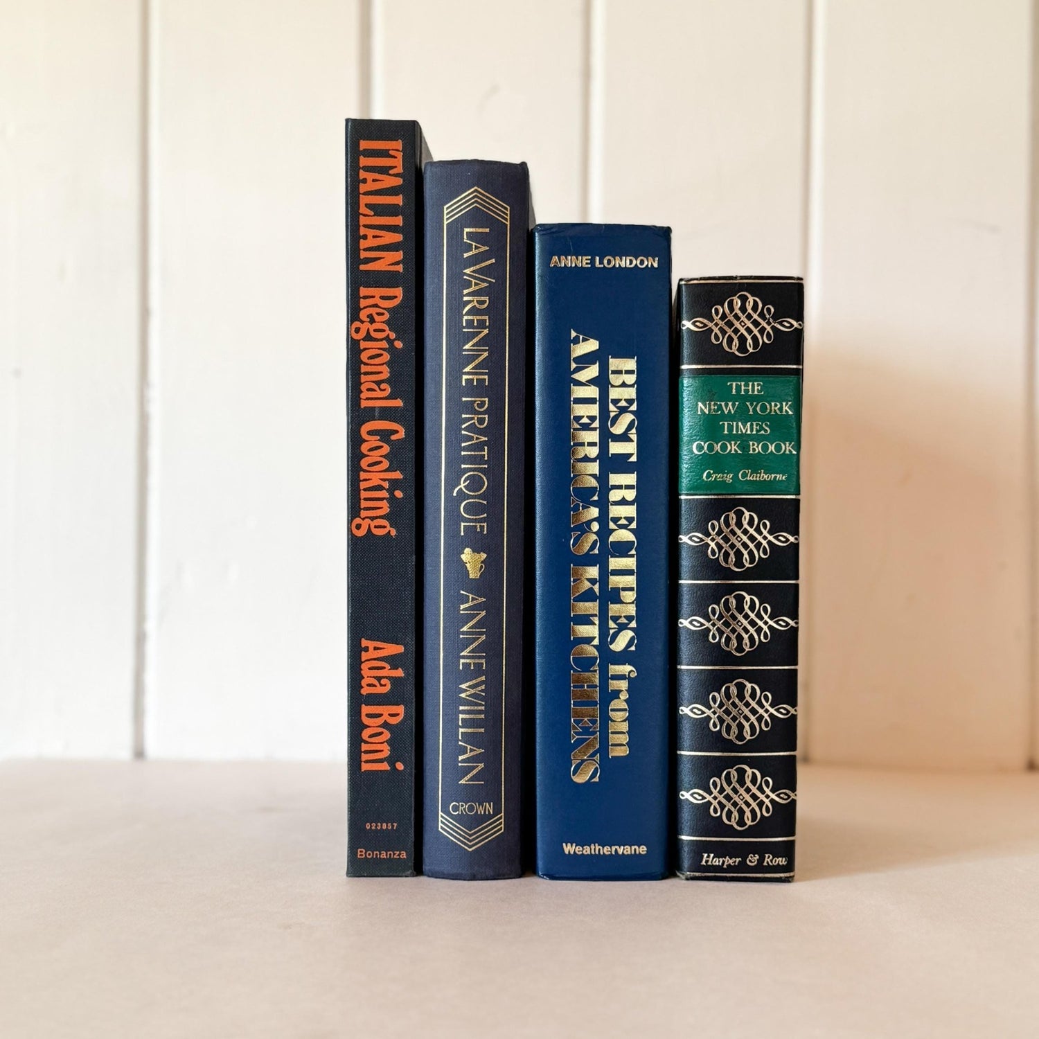 Blue Vintage Cookbook Set - Decorative Books for Kitchen Decor - Pretty Old Books