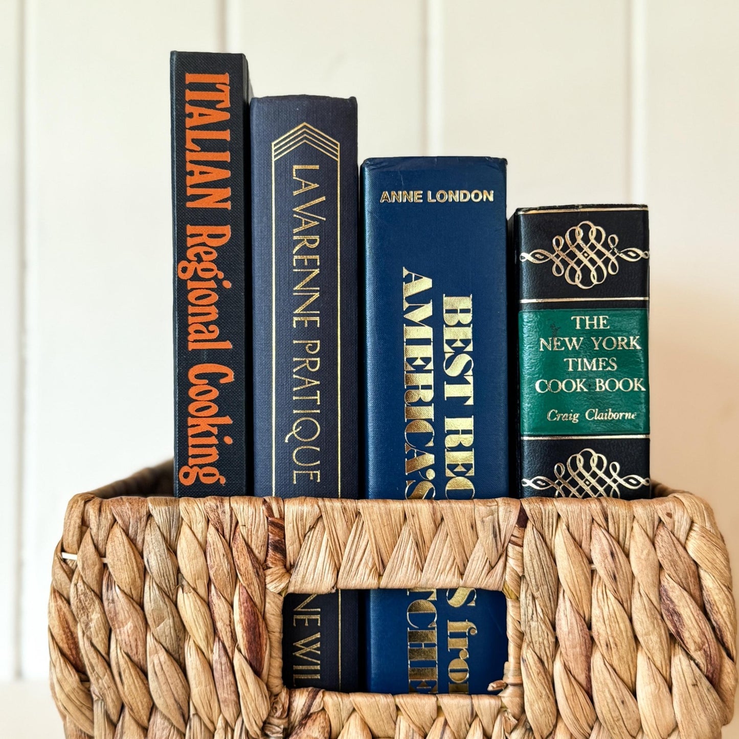 Blue Vintage Cookbook Set - Decorative Books for Kitchen Decor - Pretty Old Books