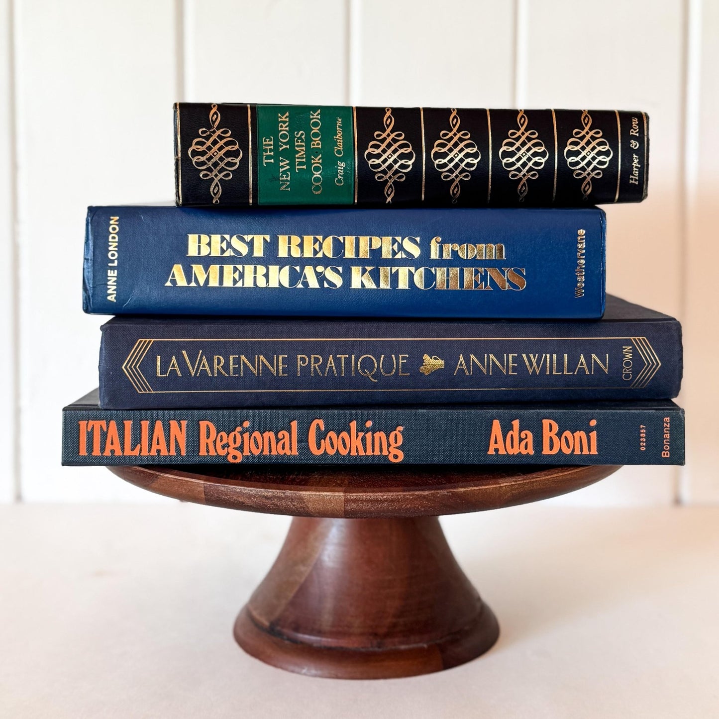 Blue Vintage Cookbook Set - Decorative Books for Kitchen Decor - Pretty Old Books