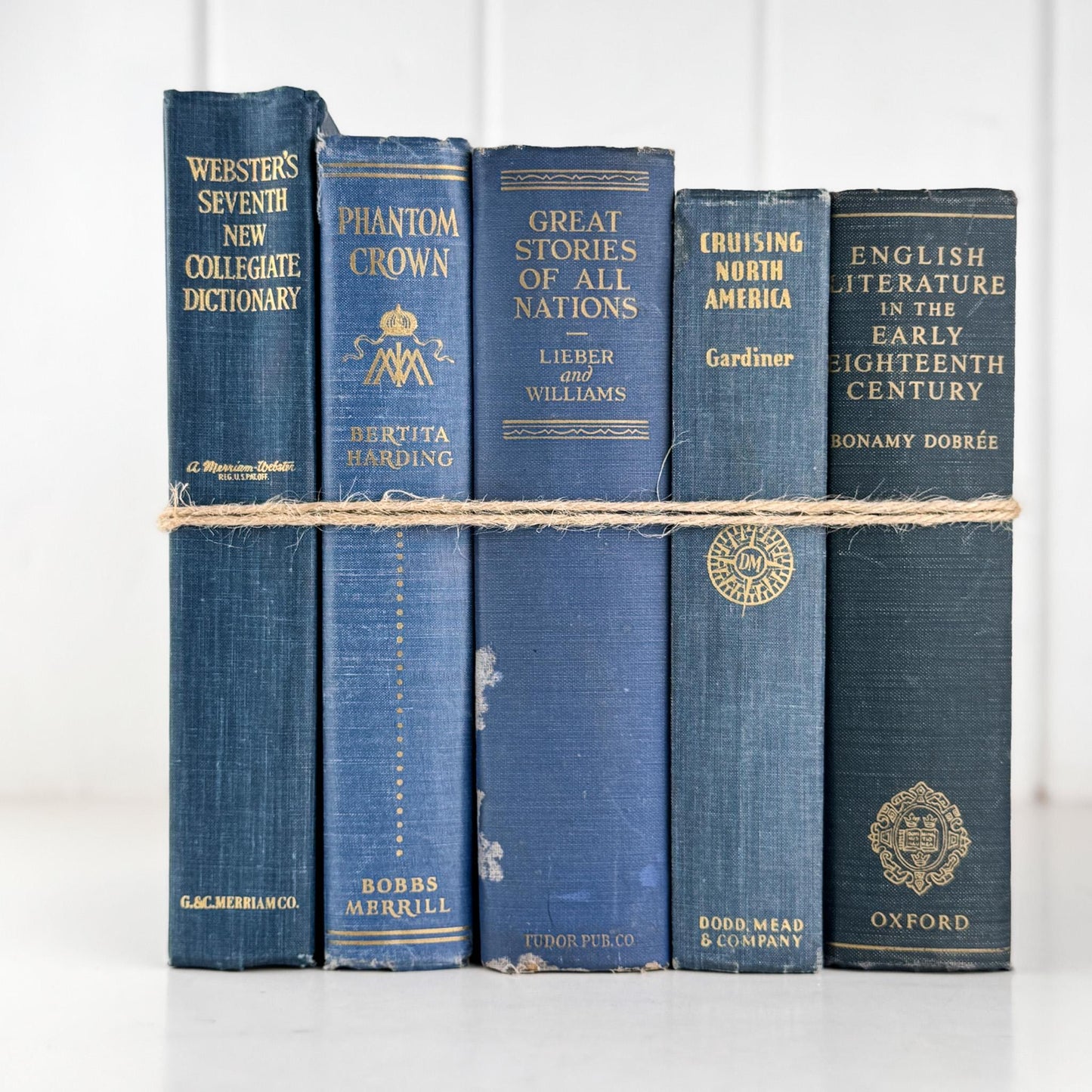 Blue Vintage Oversized Chunky Reference Books for Decor and Shelf Styling - Pretty Old Books