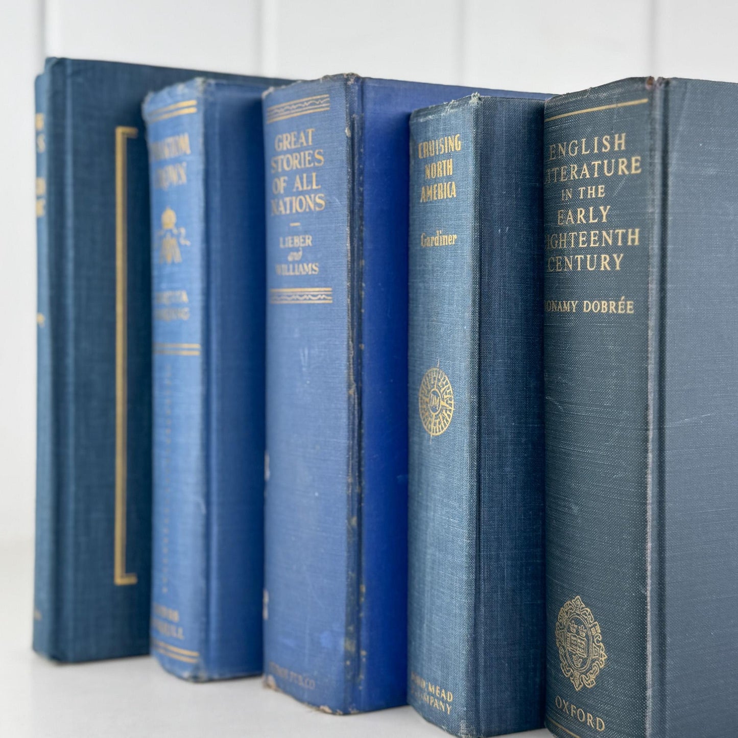 Blue Vintage Oversized Chunky Reference Books for Decor and Shelf Styling - Pretty Old Books