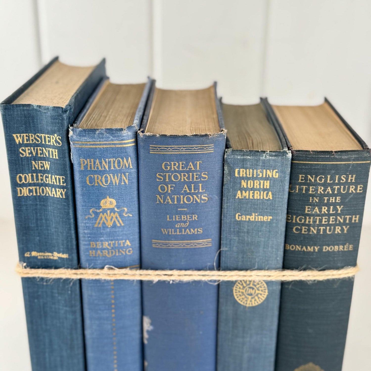 Blue Vintage Oversized Chunky Reference Books for Decor and Shelf Styling - Pretty Old Books