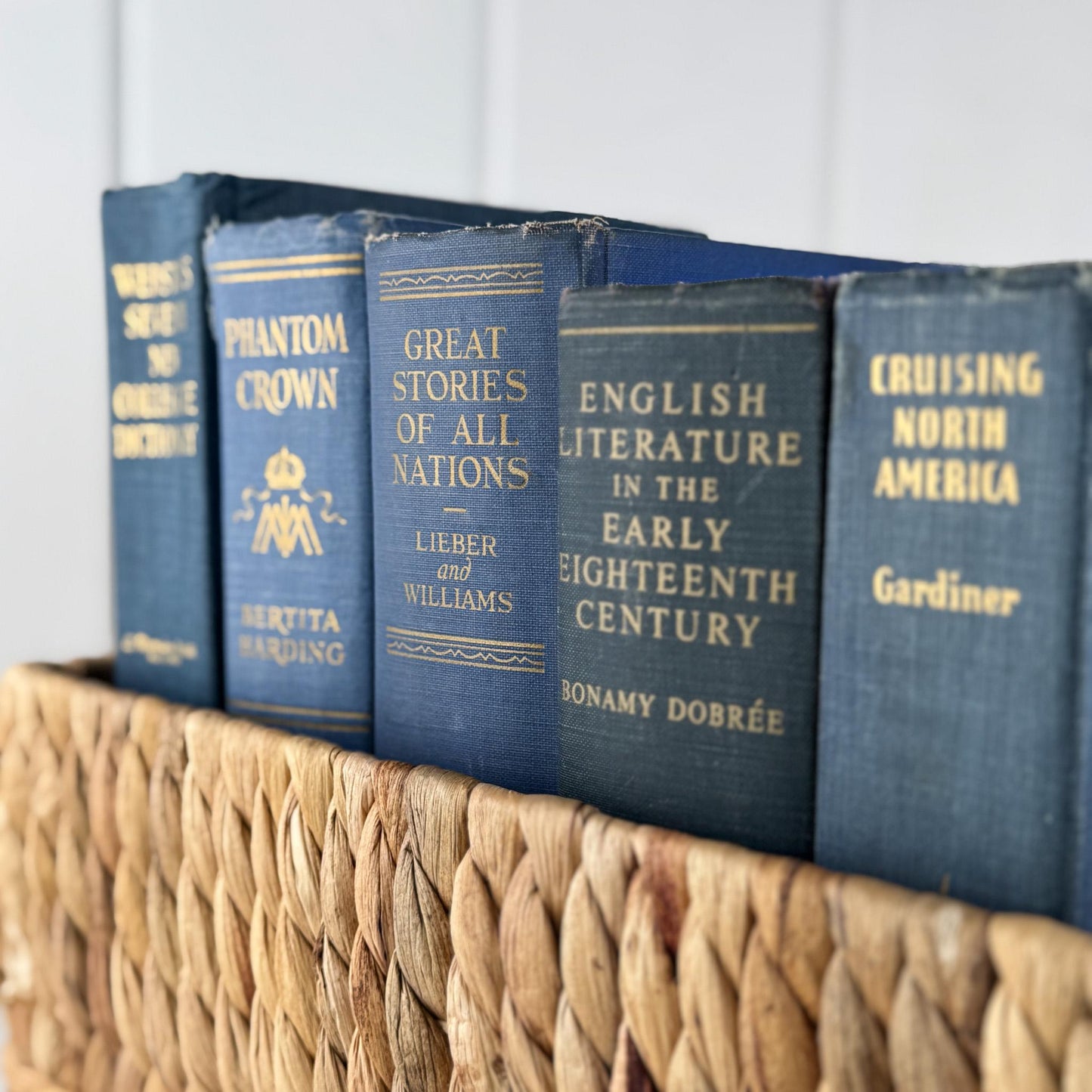 Blue Vintage Oversized Chunky Reference Books for Decor and Shelf Styling - Pretty Old Books