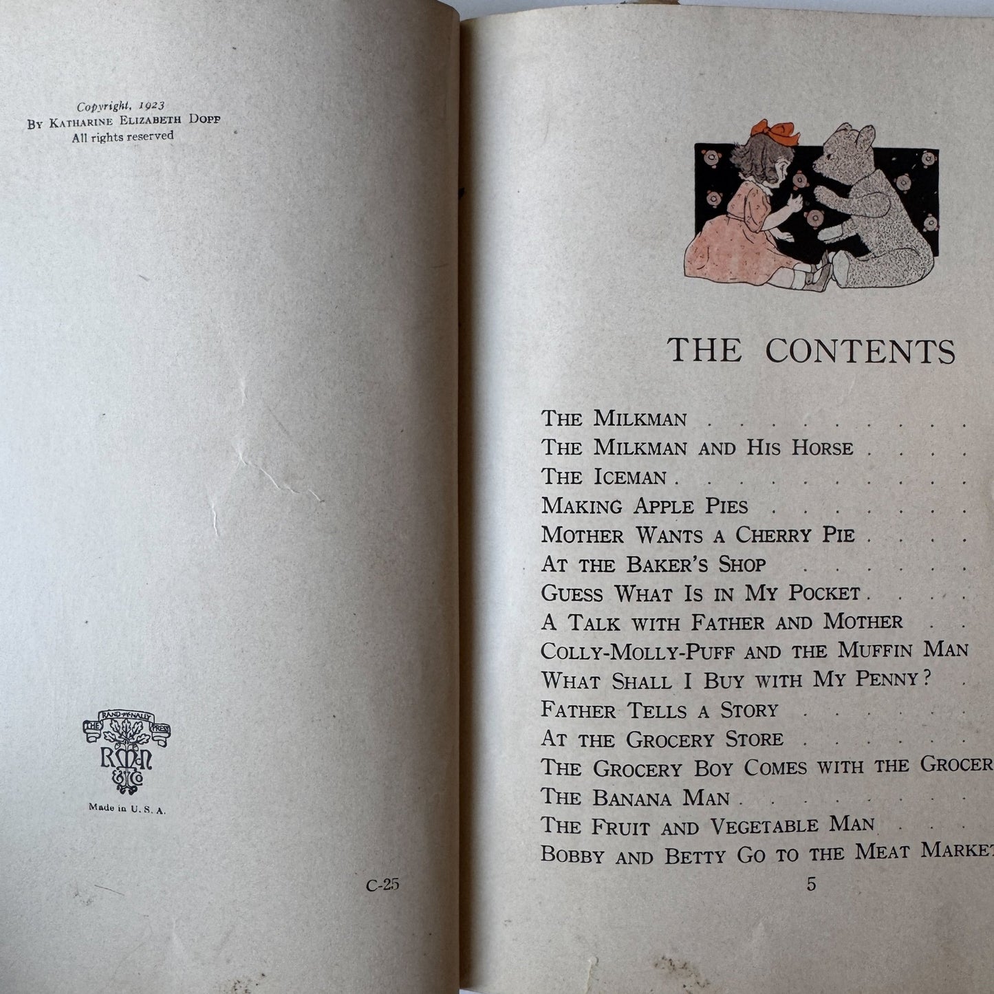 Bobby and Betty With the Workers, 1923, Antique Kids Book - Pretty Old Books