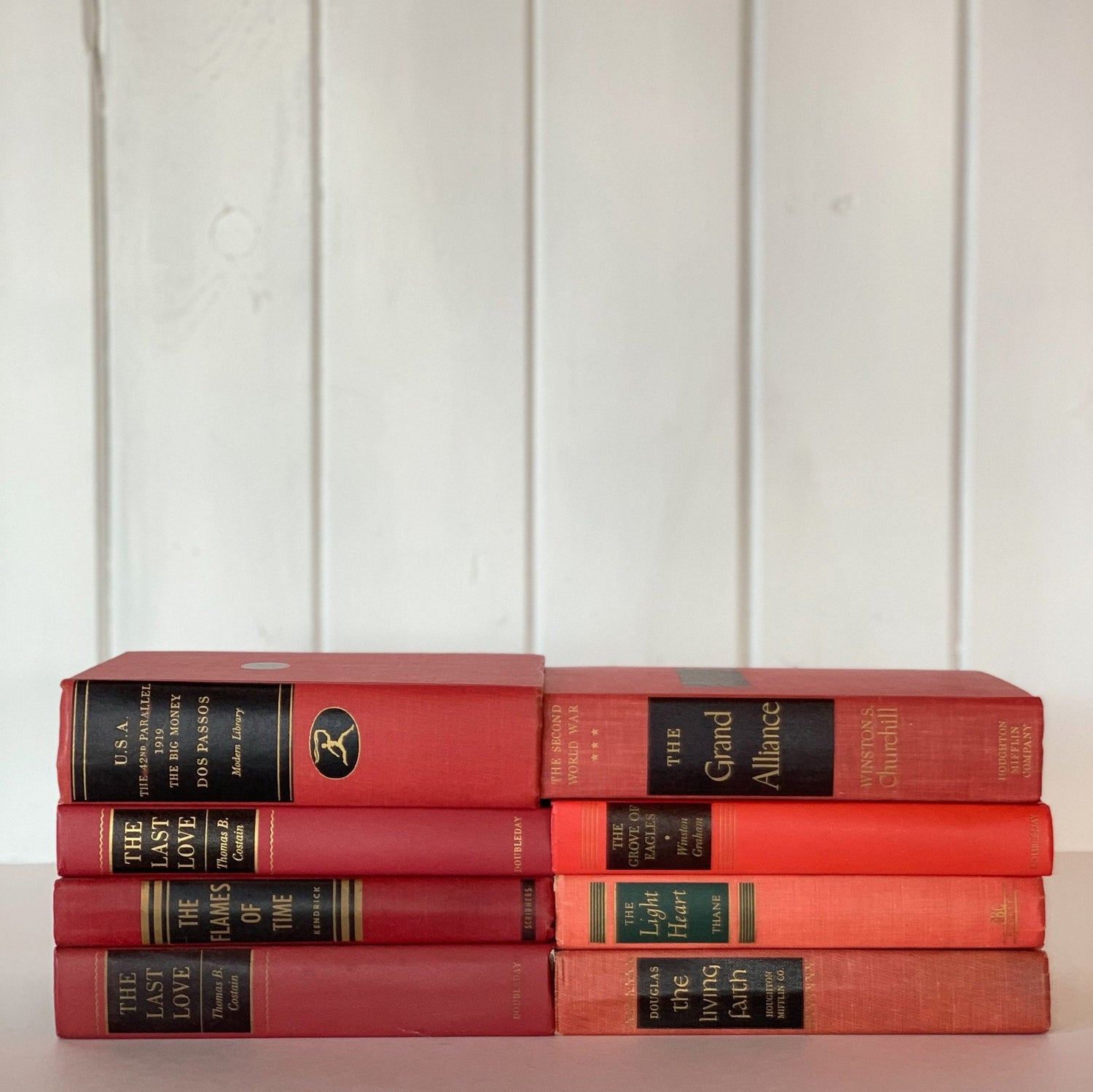 Bookshelf Decor, Red and Black Decorative Books for Display, Glam Handmade Decor - Pretty Old Books