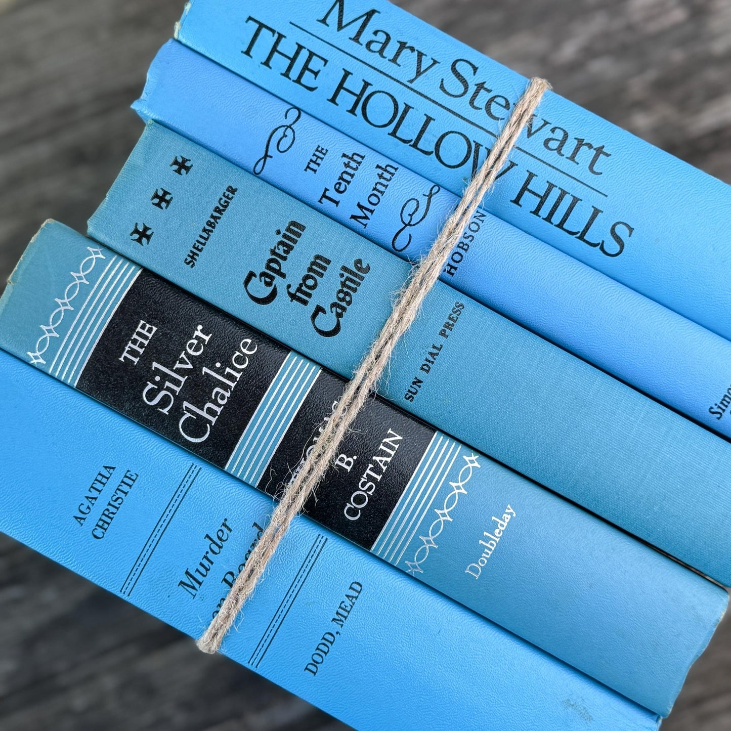 Bright Blue and Black Retro Decorative Books for Display - Pretty Old Books