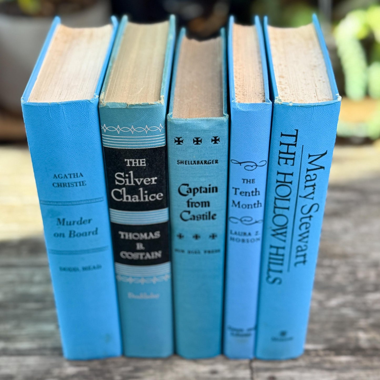 Bright Blue and Black Retro Decorative Books for Display - Pretty Old Books