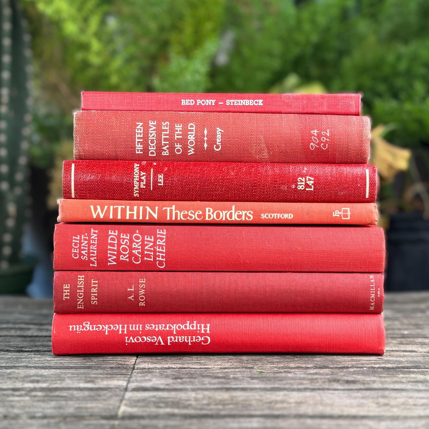 Bright Cherry Red Mid-Century Book Bundle for Shelf Styling - Pretty Old Books