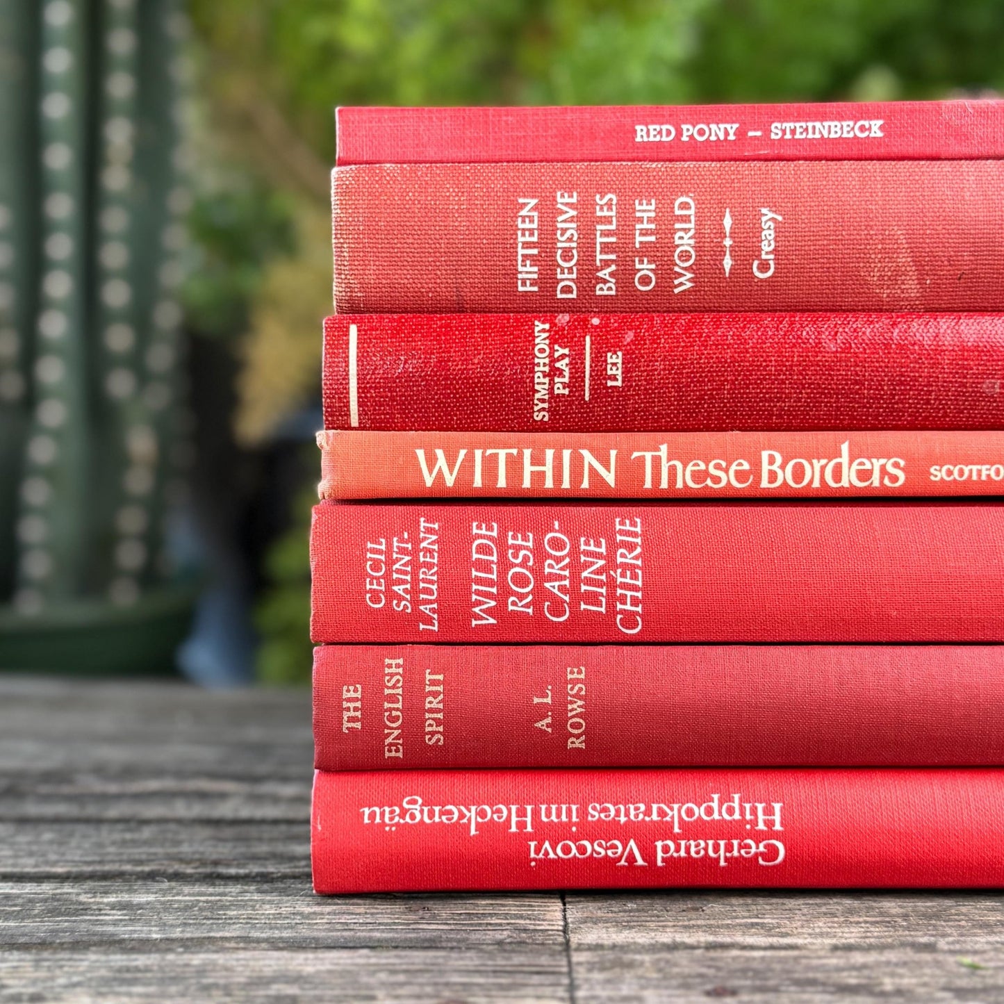 Bright Cherry Red Mid-Century Book Bundle for Shelf Styling - Pretty Old Books