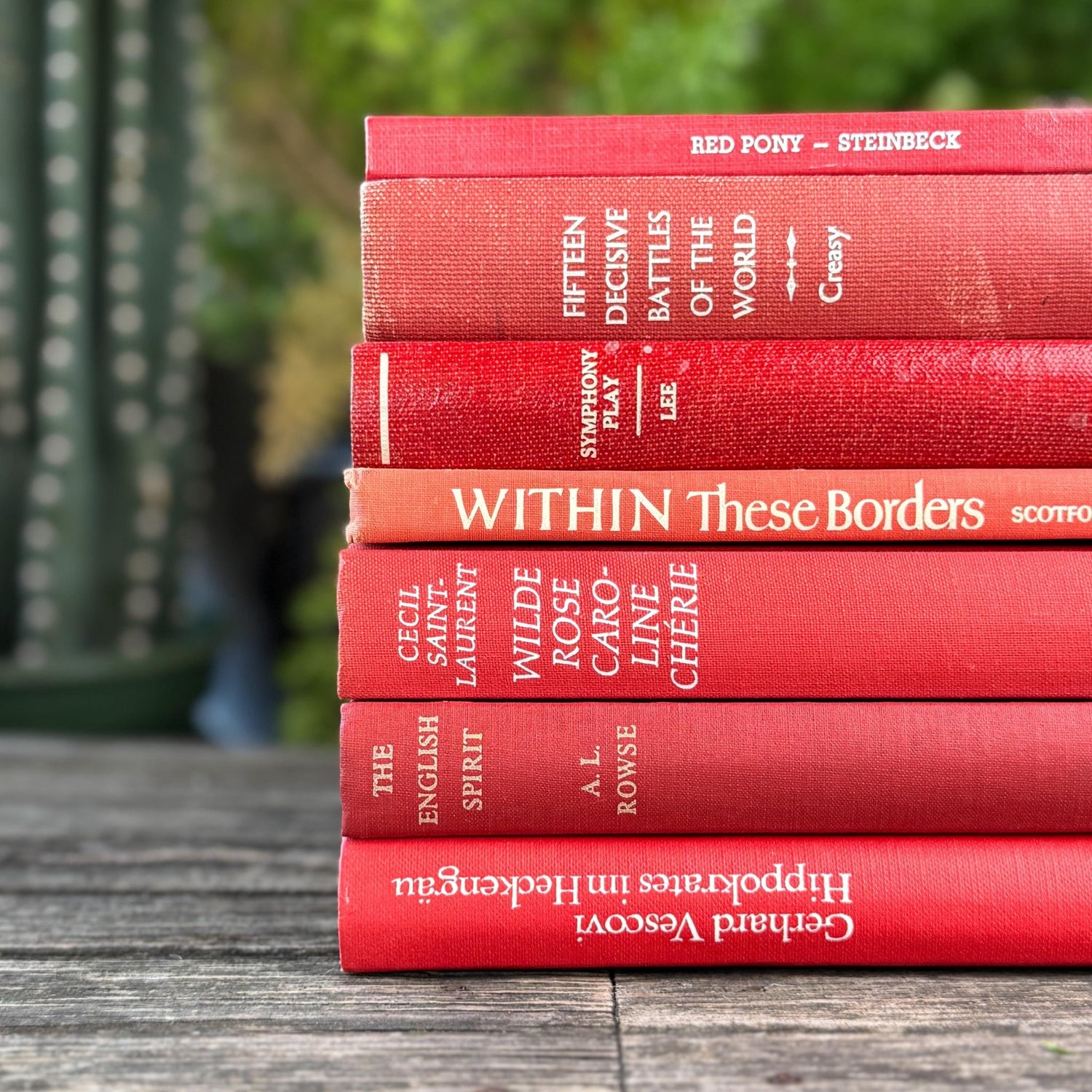 Bright Cherry Red Mid-Century Book Bundle for Shelf Styling - Pretty Old Books