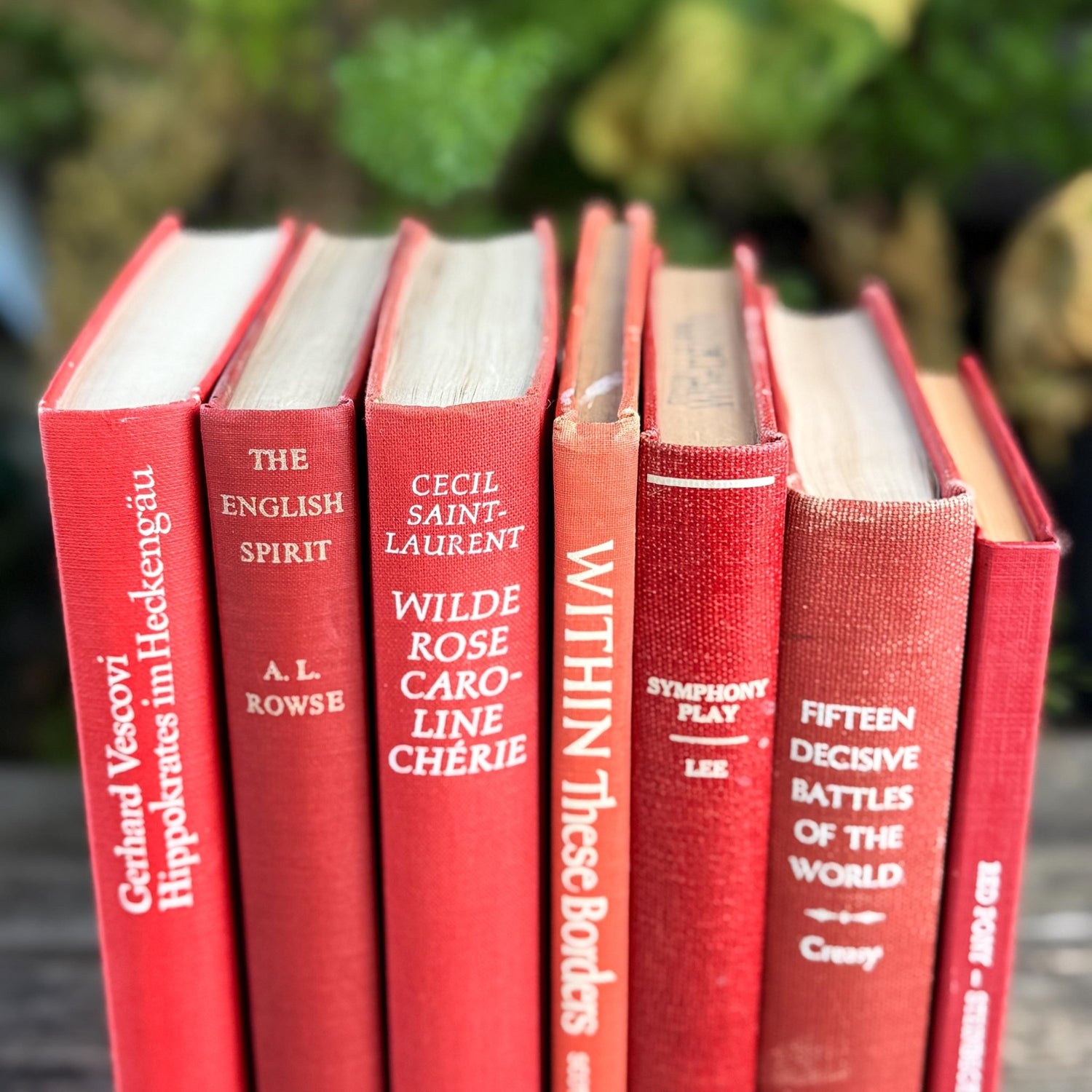 Bright Cherry Red Mid-Century Book Bundle for Shelf Styling - Pretty Old Books