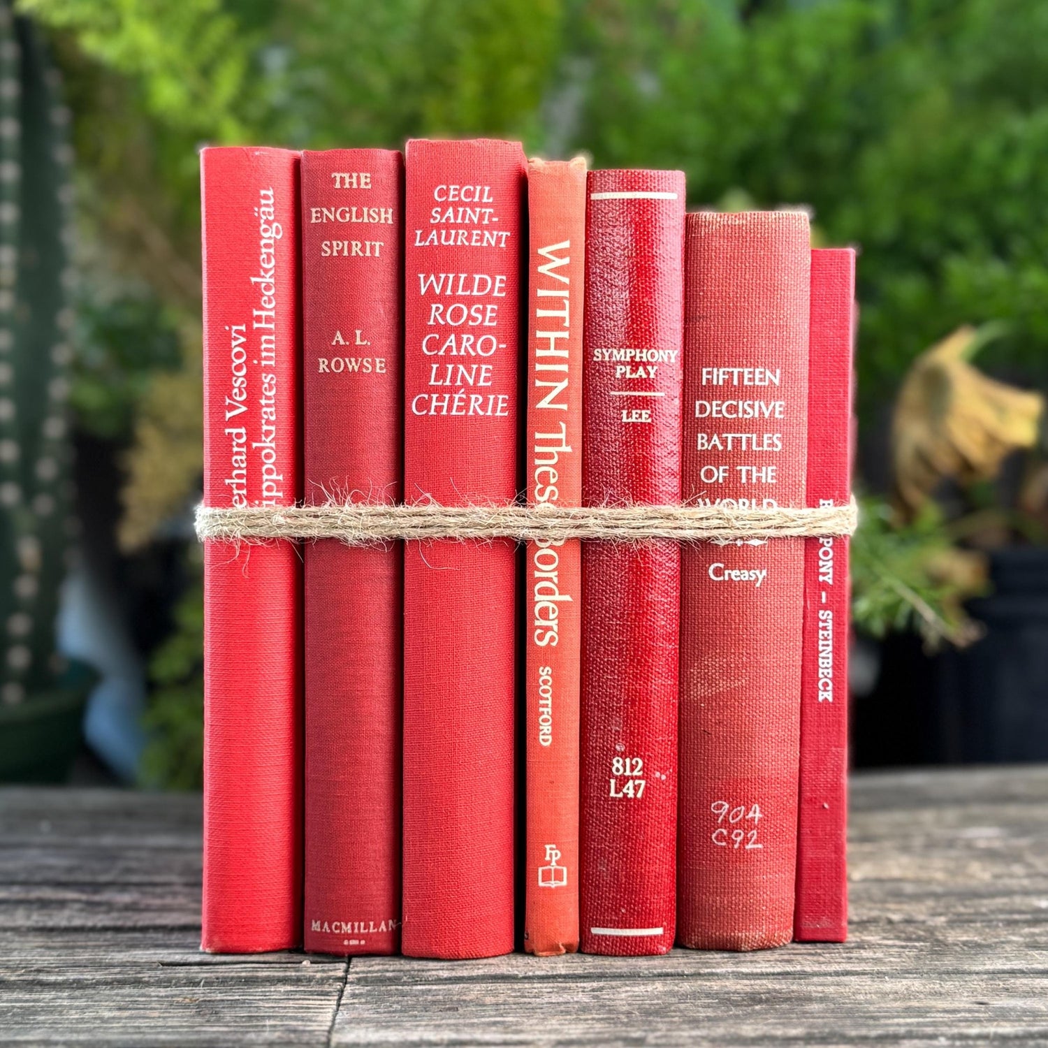 Bright Cherry Red Mid-Century Book Bundle for Shelf Styling - Pretty Old Books