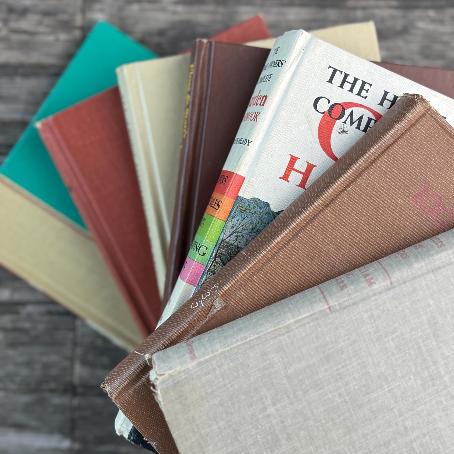 Brown and Beige Neutral Vintage Gardening Books for Garden Lover - Pretty Old Books