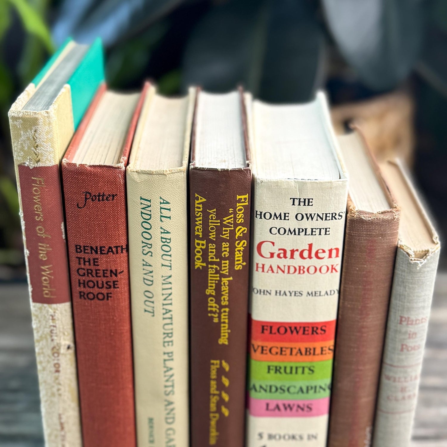 Brown and Beige Neutral Vintage Gardening Books for Garden Lover - Pretty Old Books