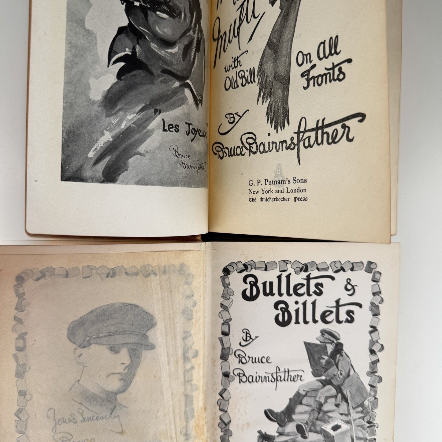 Bruce Bairnsfather Book Set, WWI Literature, Old Bill - Pretty Old Books