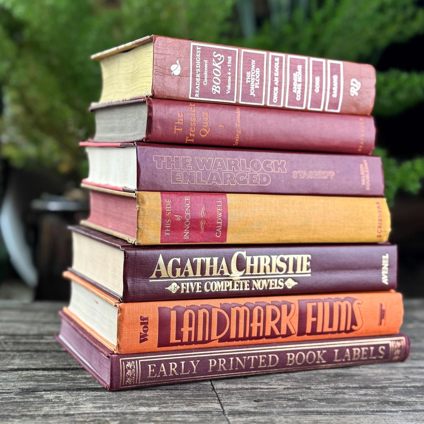 Burgundy Red, Mustard, and Orange Vintage Retro Book Bundle - Pretty Old Books