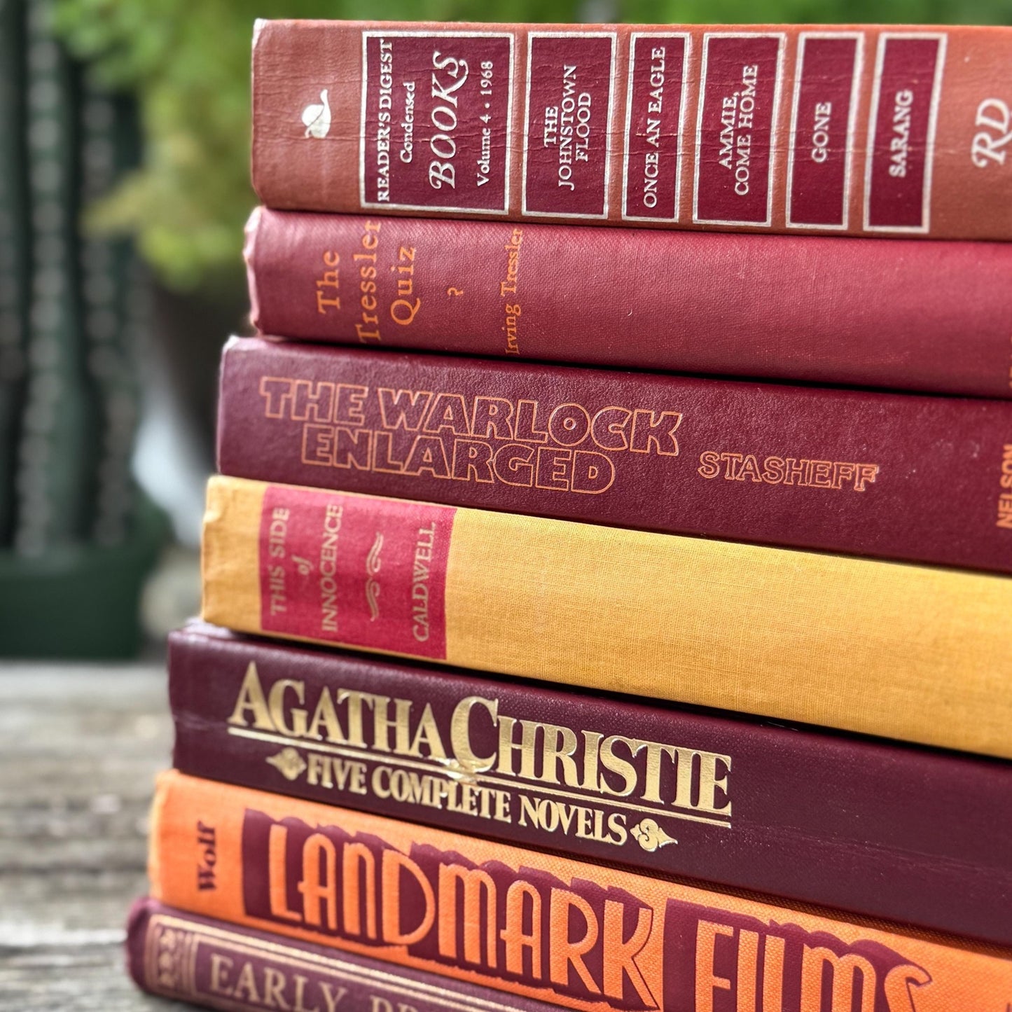 Burgundy Red, Mustard, and Orange Vintage Retro Book Bundle - Pretty Old Books