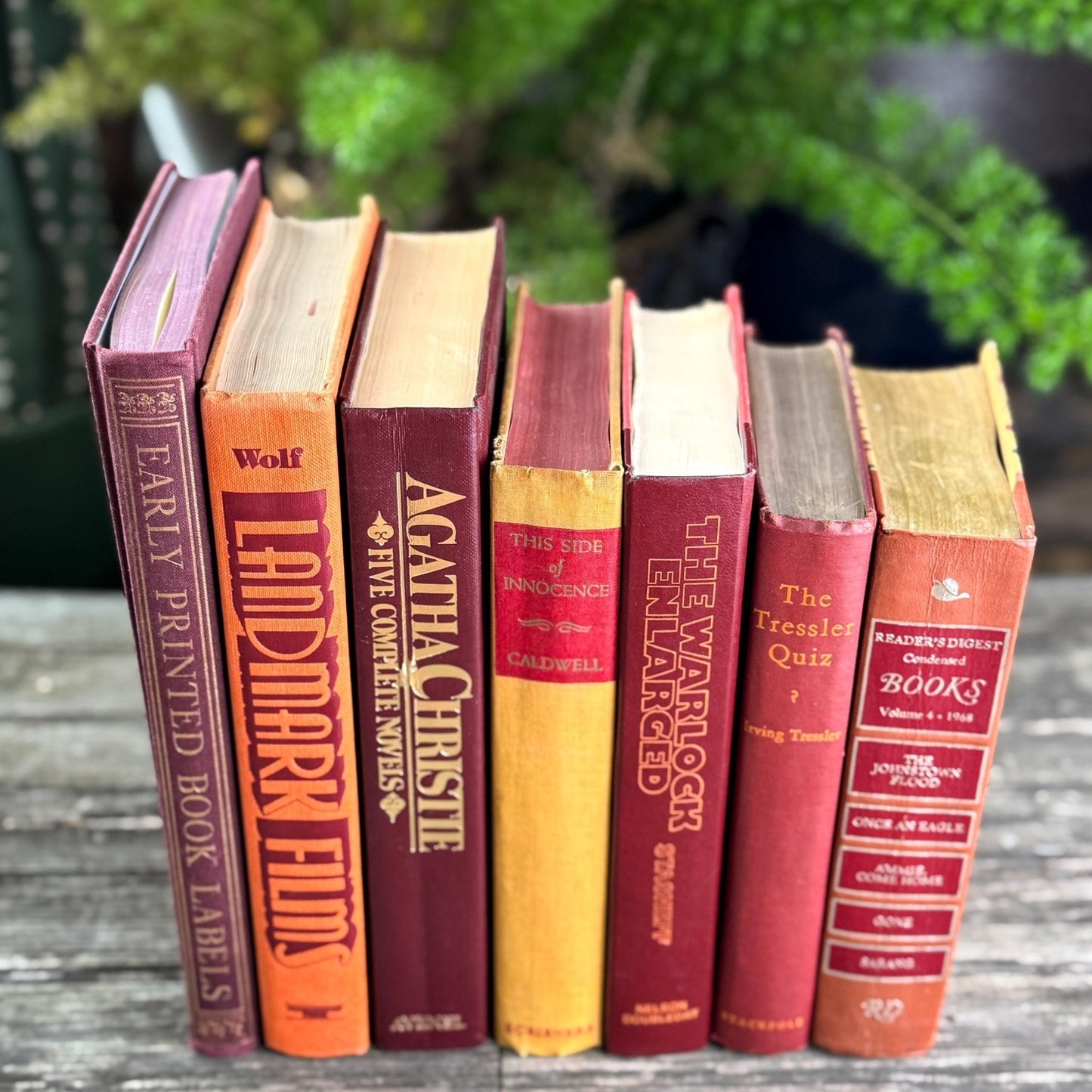 Burgundy Red, Mustard, and Orange Vintage Retro Book Bundle - Pretty Old Books
