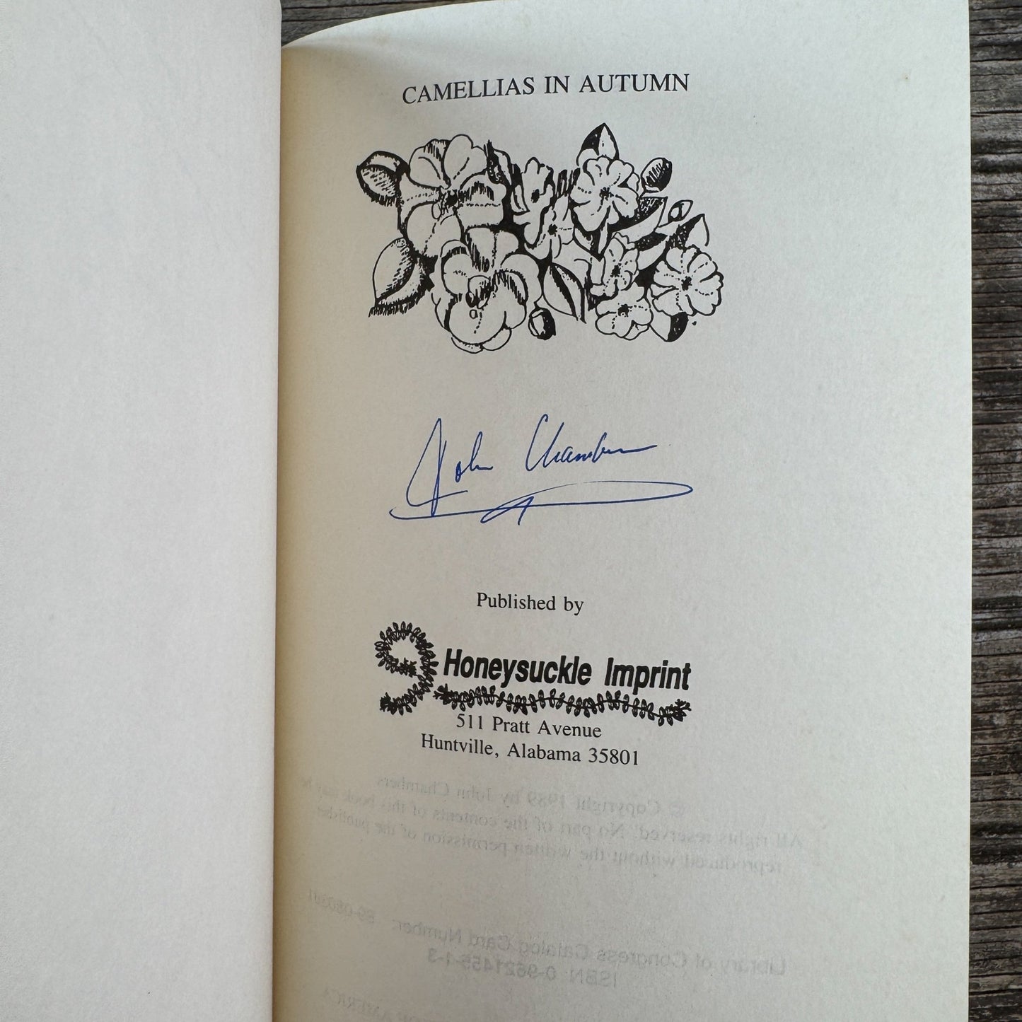 Camellias in Autumn, John Chambers, Signed First Edition, 1989 - Pretty Old Books