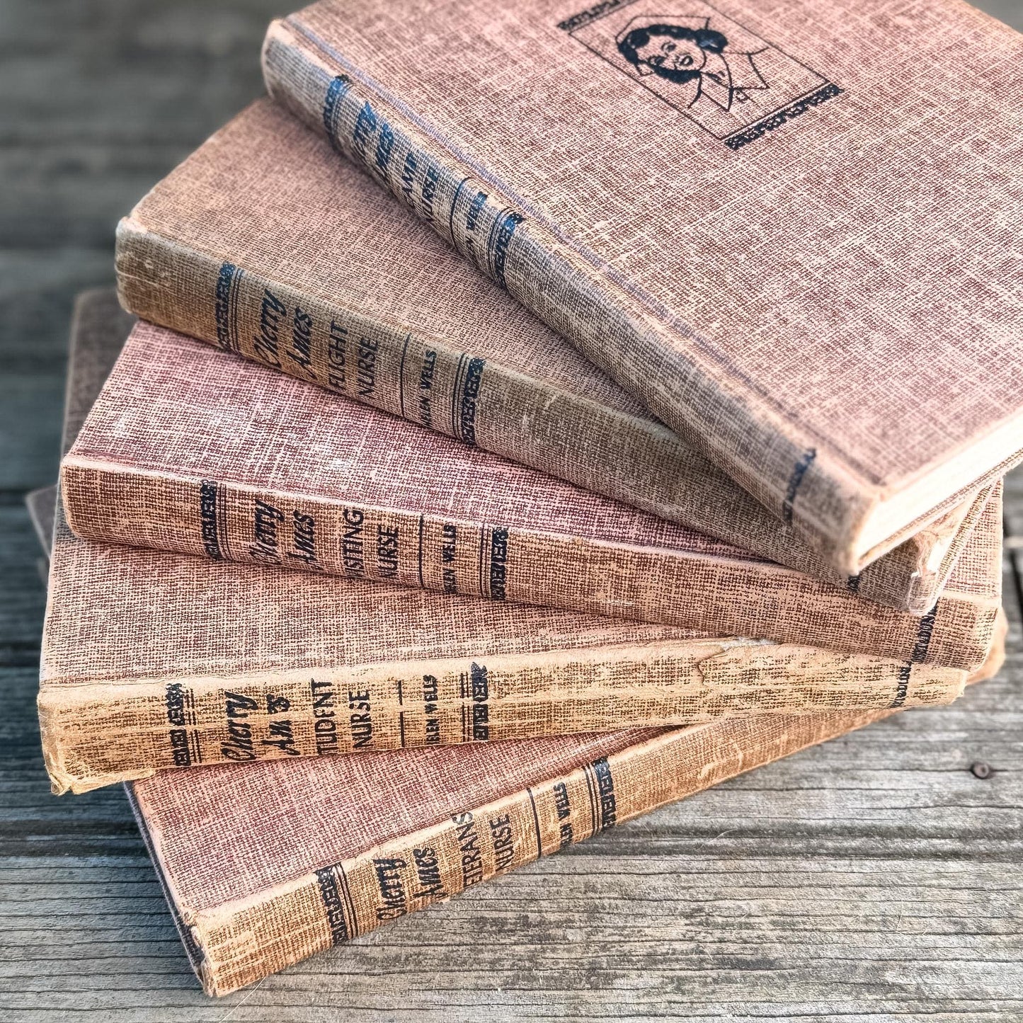 Cherry Ames Book Set for Girls, Vintage Rust Terra Cotta Neutral Book Bundle - Pretty Old Books