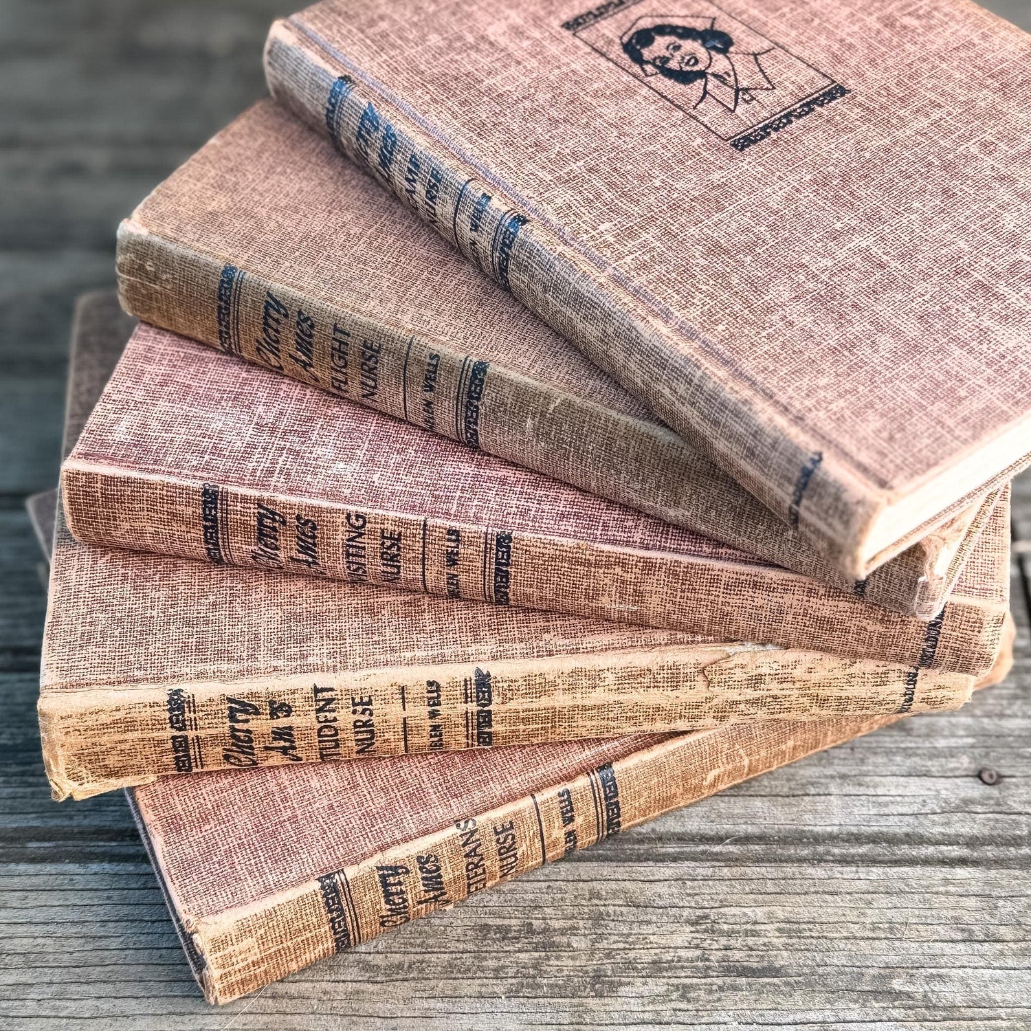 Cherry Ames Book Set for Girls, Vintage Rust Terra Cotta Neutral Book Bundle - Pretty Old Books