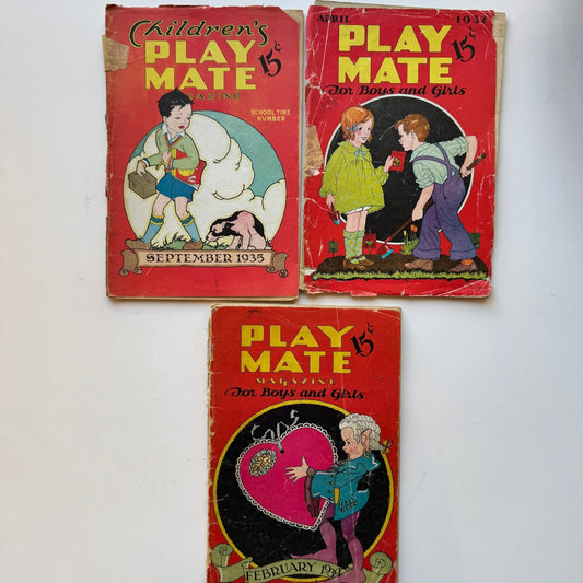 Children's Play Mate Magazines, 1930s, Puzzles, Activities, Stories, Games - Pretty Old Books