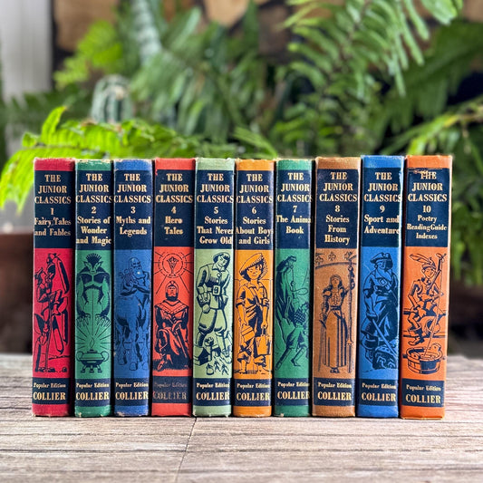Collier's Junior Classics Complete Set For Colorful Bookshelf Display - Pretty Old Books
